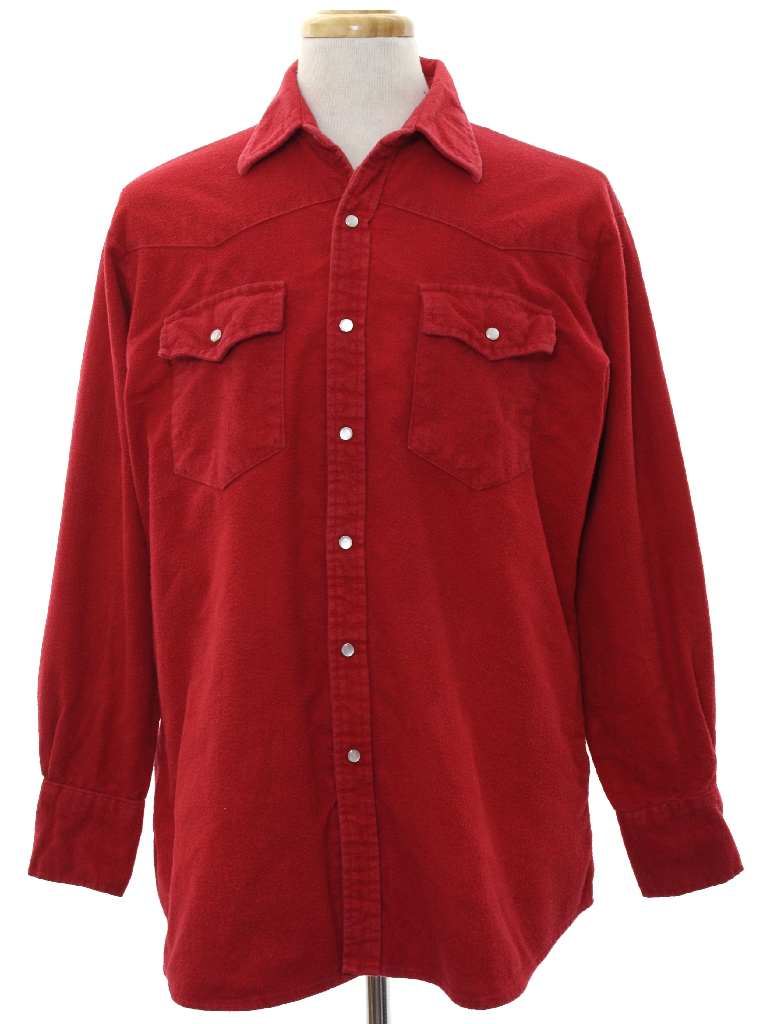 Vintage 80s Western Shirt: 80s -K-Mart- Mens red heavy cotton flannel ...