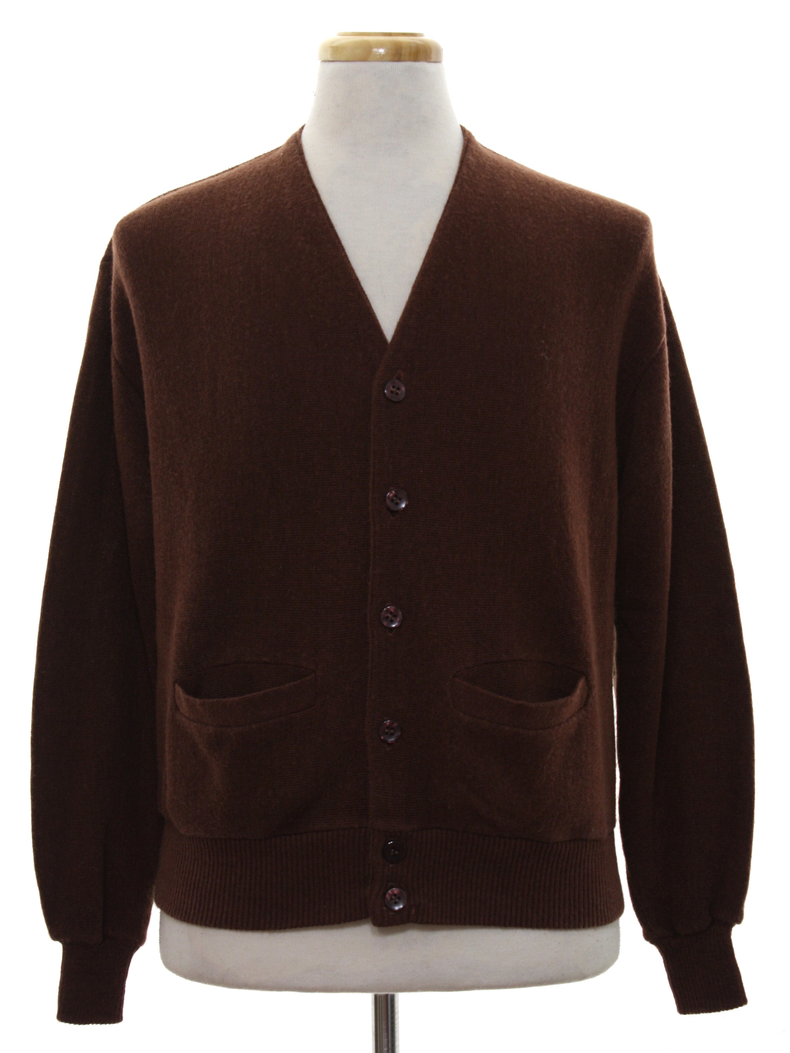Sixties Vintage Caridgan Sweater: 60s -Missing Label-- Mens Brown ...