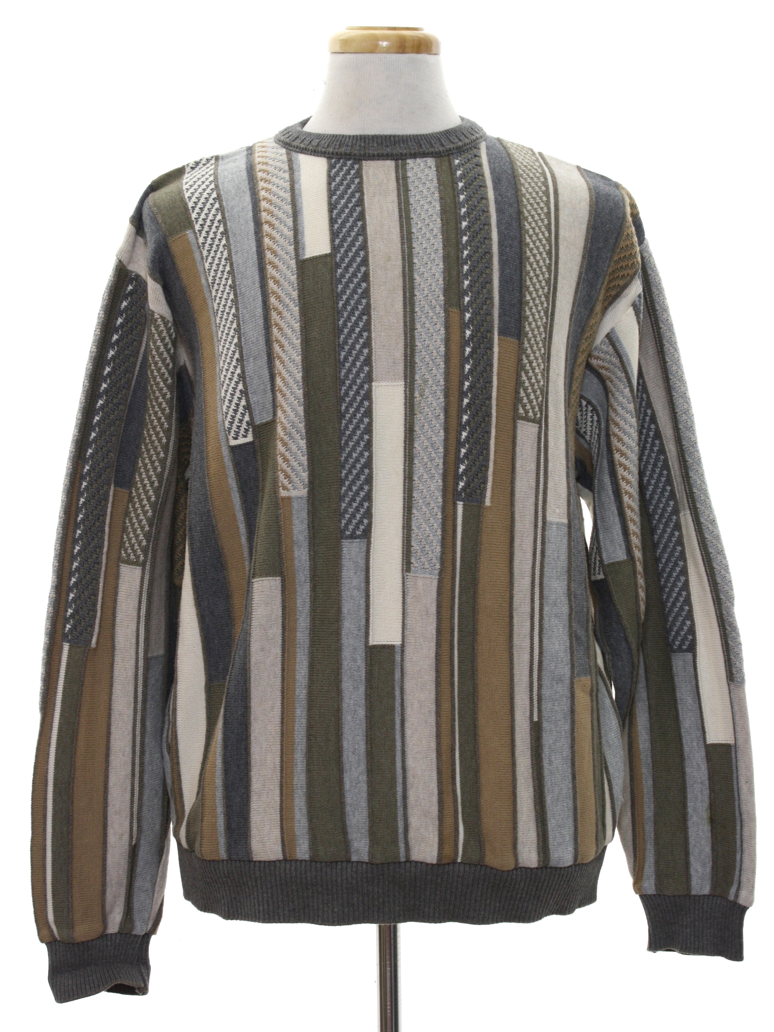 1980's Sweater (Tosani): 80s -Tosani- Mens Grey background cotton ...