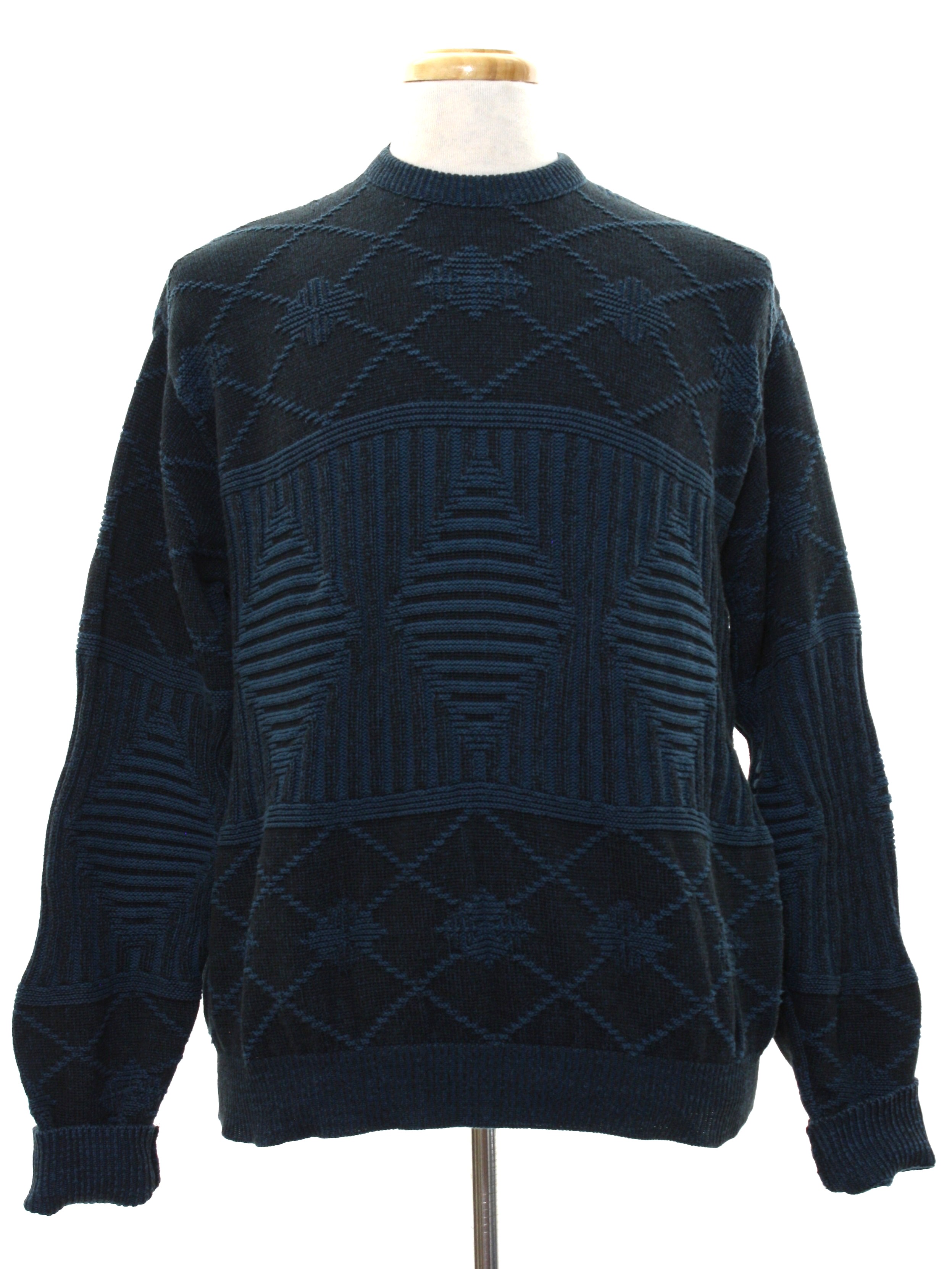 80s Sweater (Jantzen): 80s -Jantzen- Mens Faded black and blue/grey ...