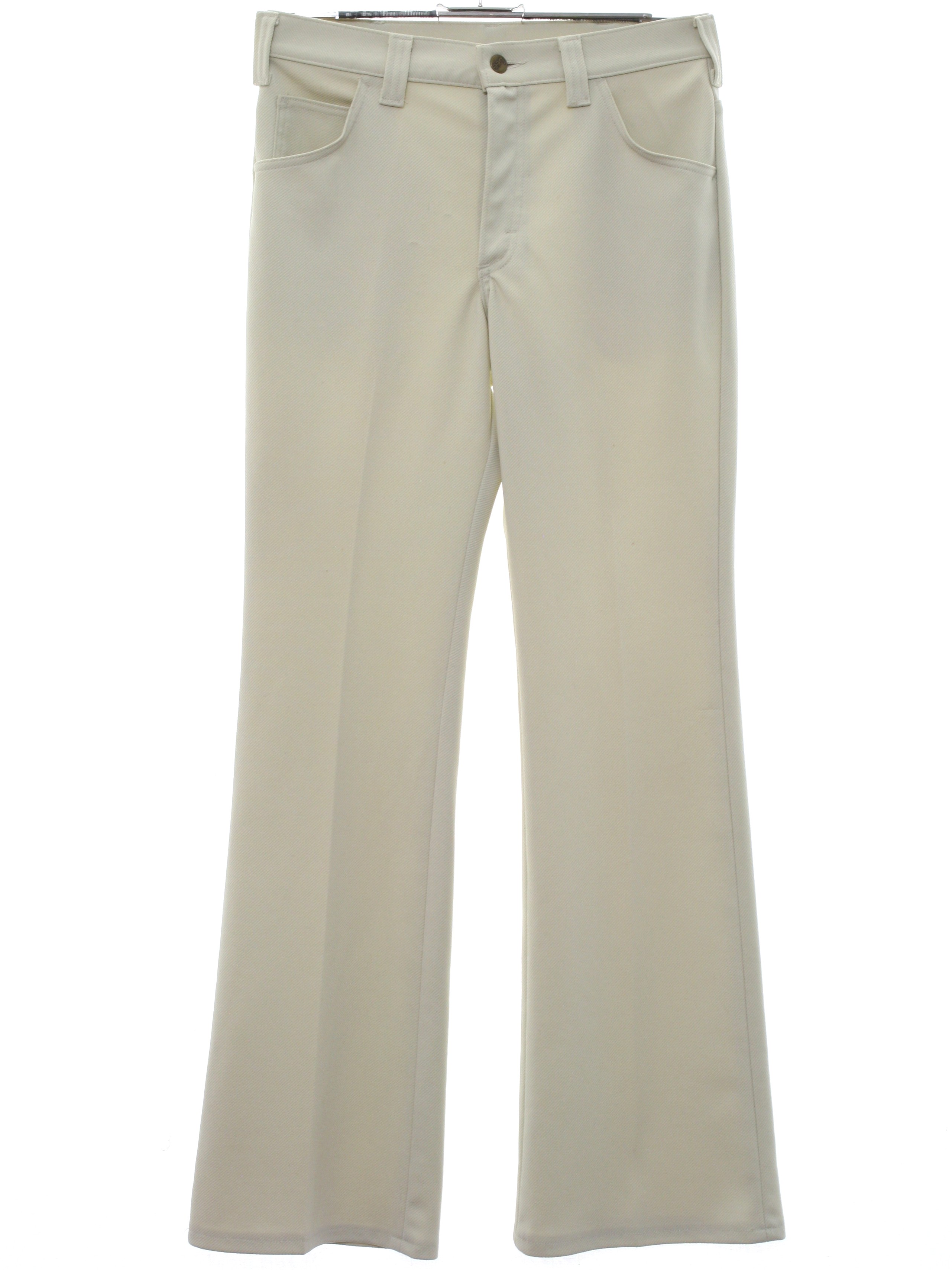 1970s Vintage Flared Pants / Flares: 70s -Lee- Mens Cream solid colored ...