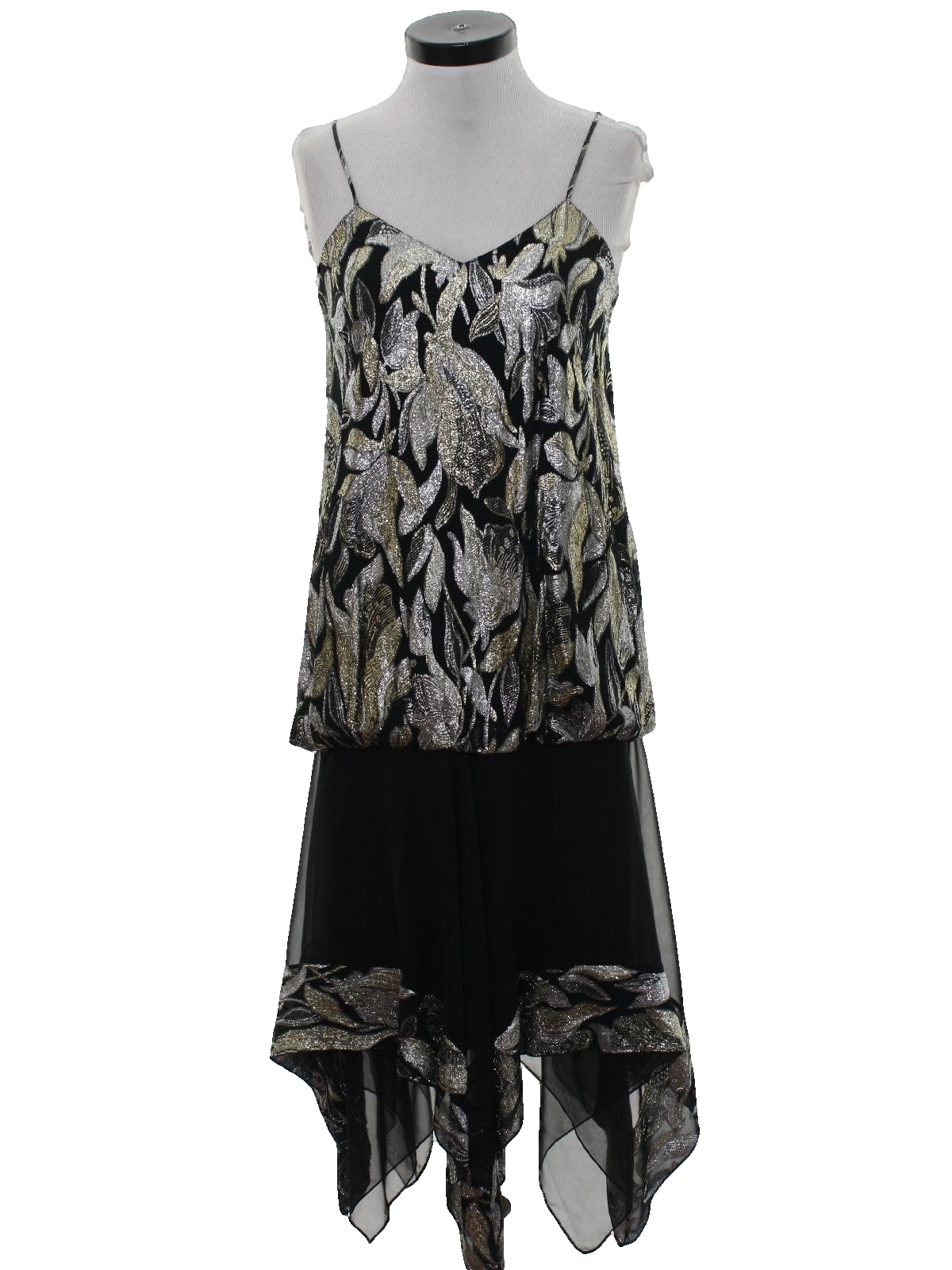 Vintage M 80's Cocktail Dress: 80s -M- Womens black with shiny silver ...