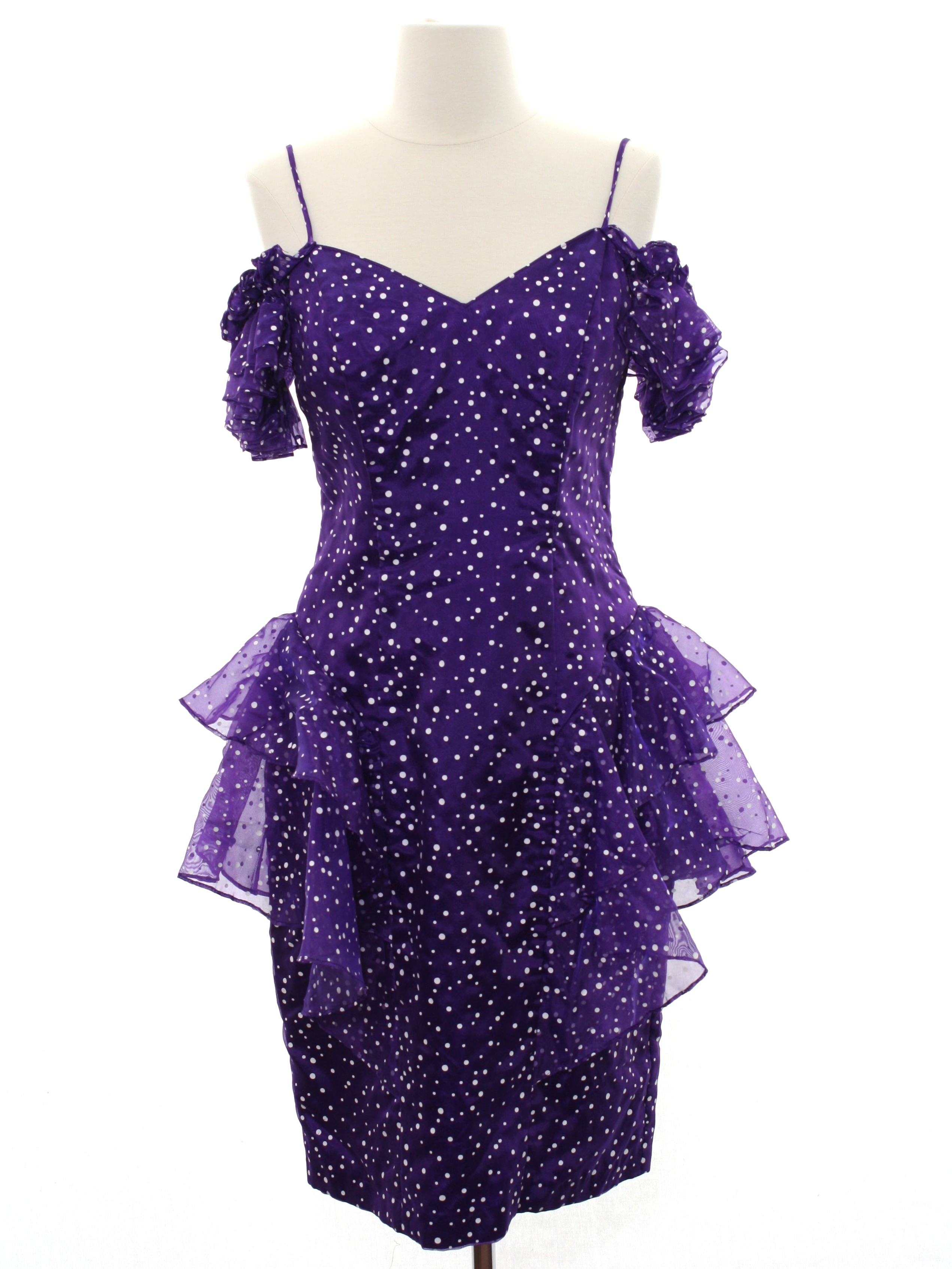 1980's Cocktail Dress (New Leaf): 80s -New Leaf- Womens purple with