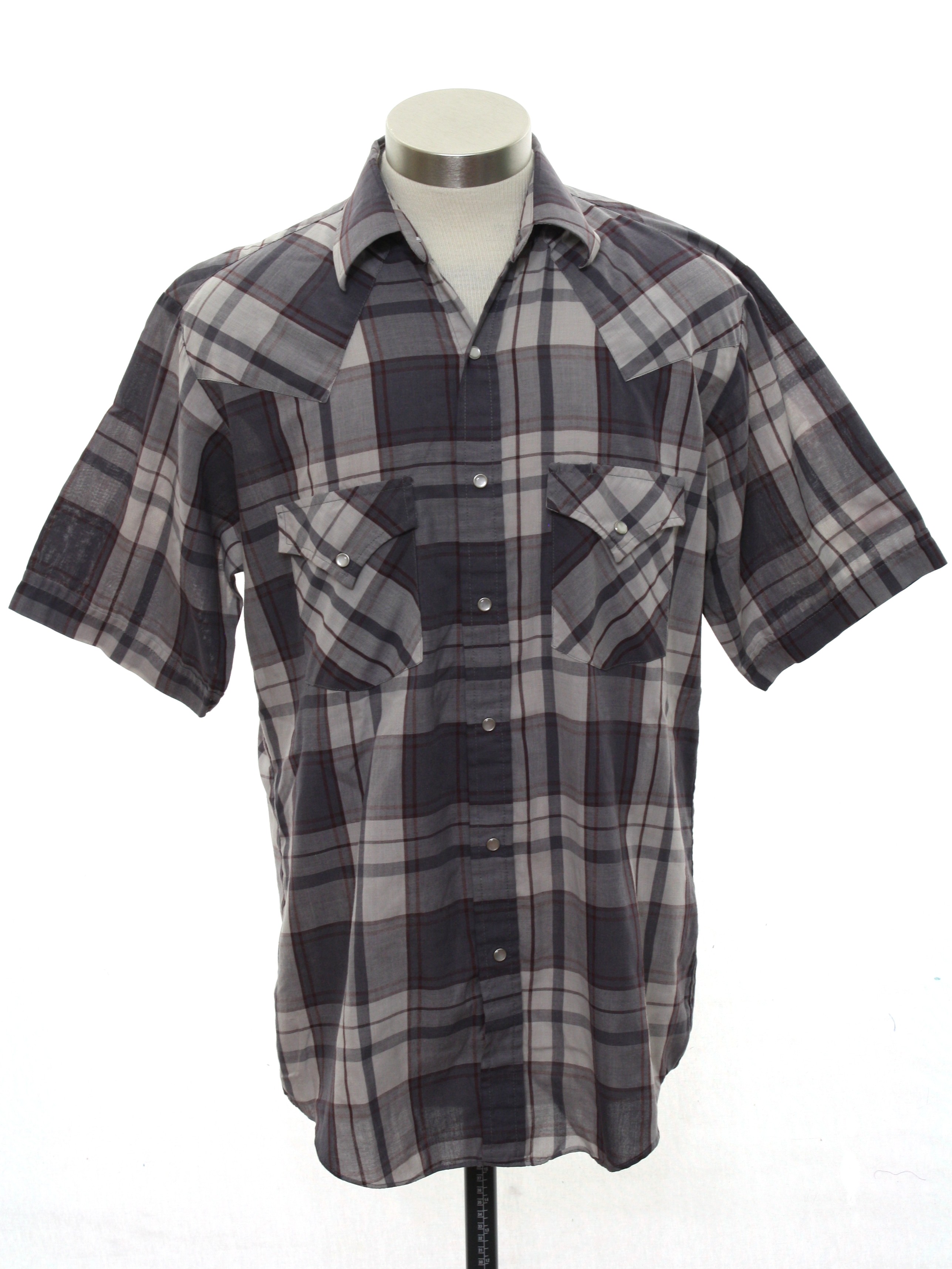 90's Vintage Western Shirt: 90s -Plains Western Wear- Mens light grey ...