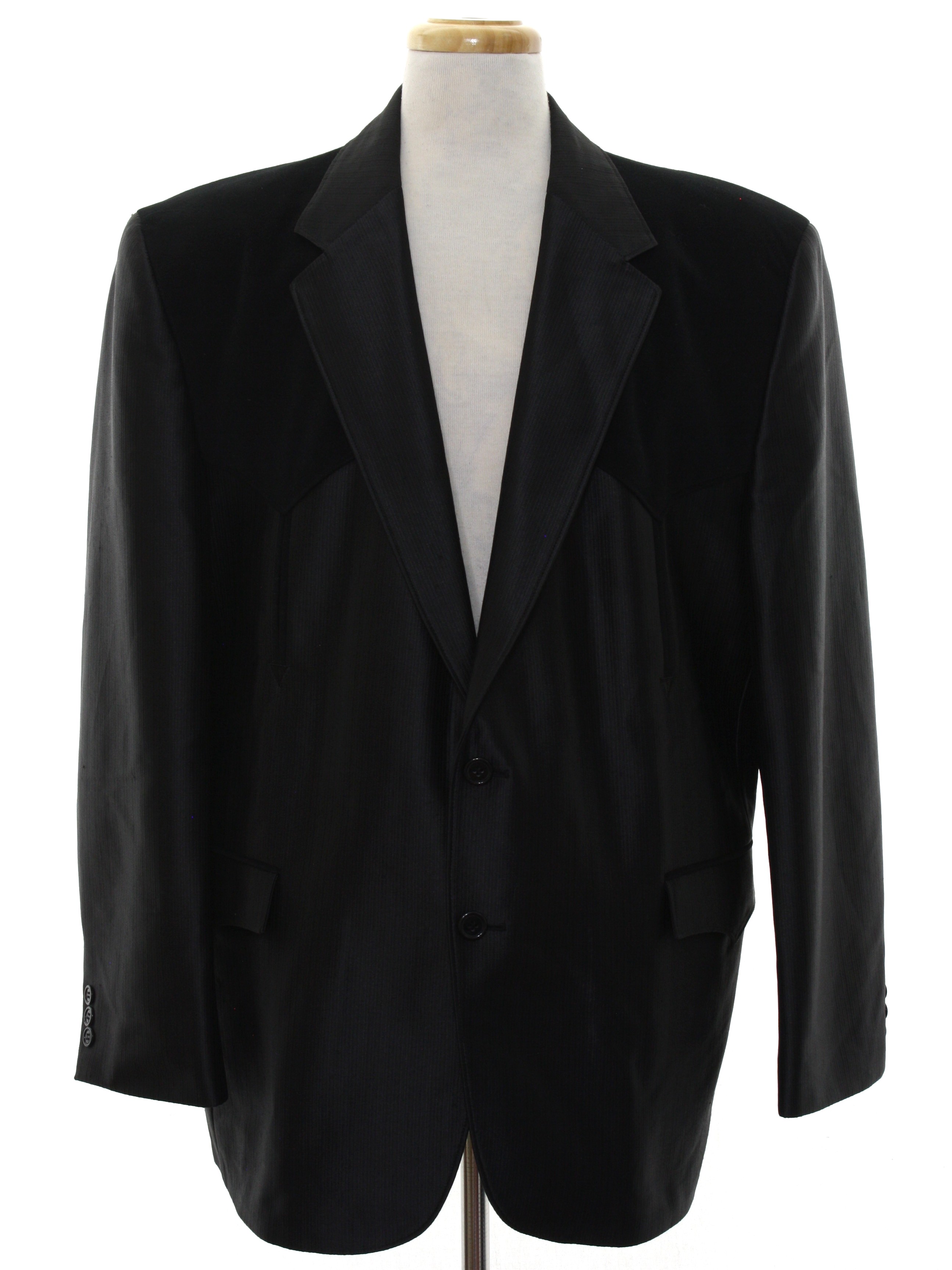 Retro 1980s Jacket: Late 80s or Early 90s -Circle S- Mens shiny black ...