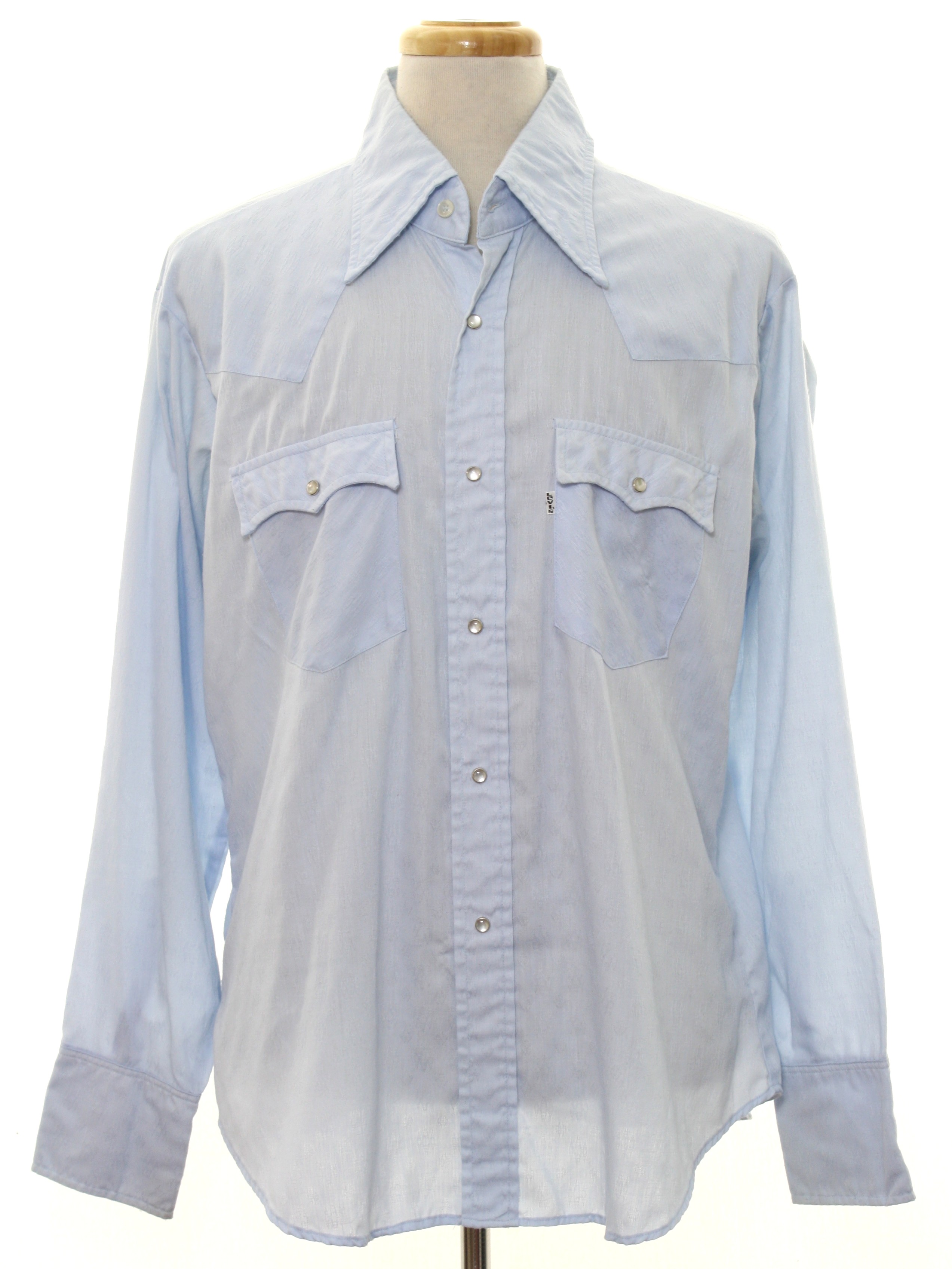 80s Vintage Levi Western Shirt: 80s -Levi- Mens baby blue, blended ...