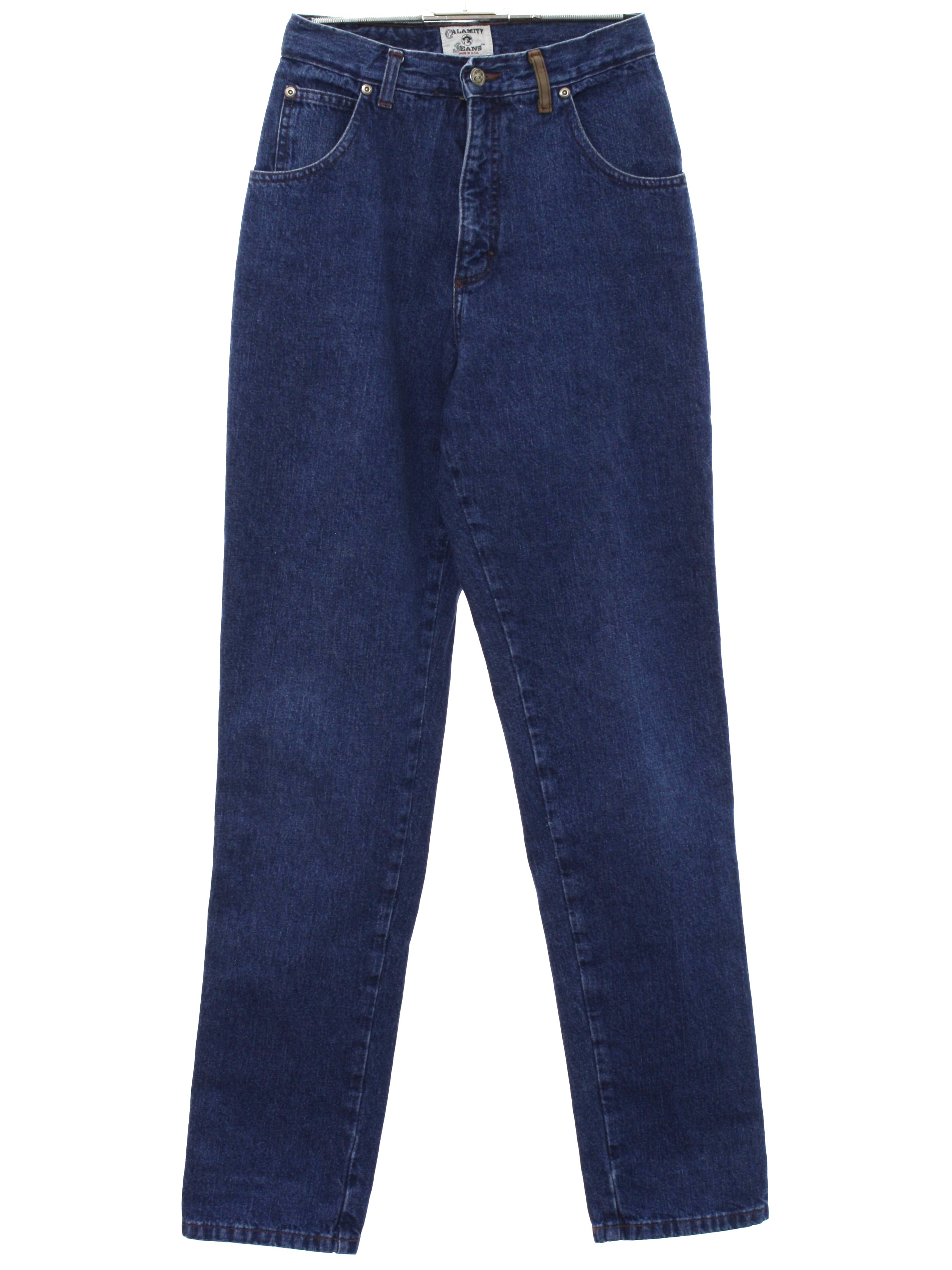 1980's Retro Pants: 80s -Calamity Jeans- Womens dark blue cotton denim ...