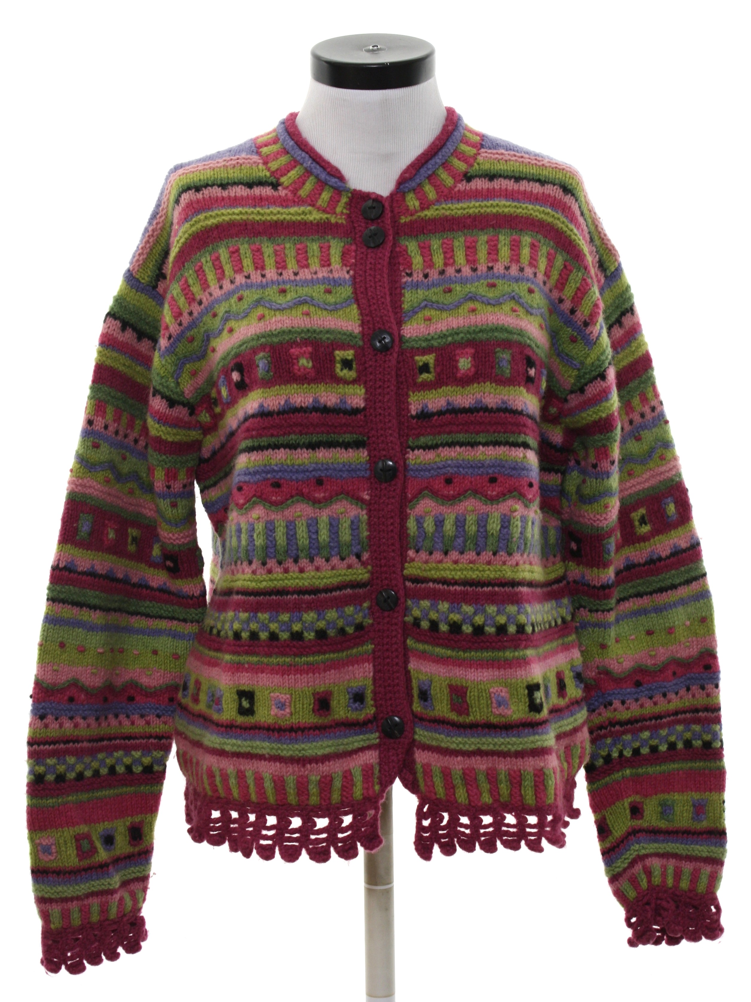 1980's Sweater (Newari): 80s -Newari- Womens multicolored background ...
