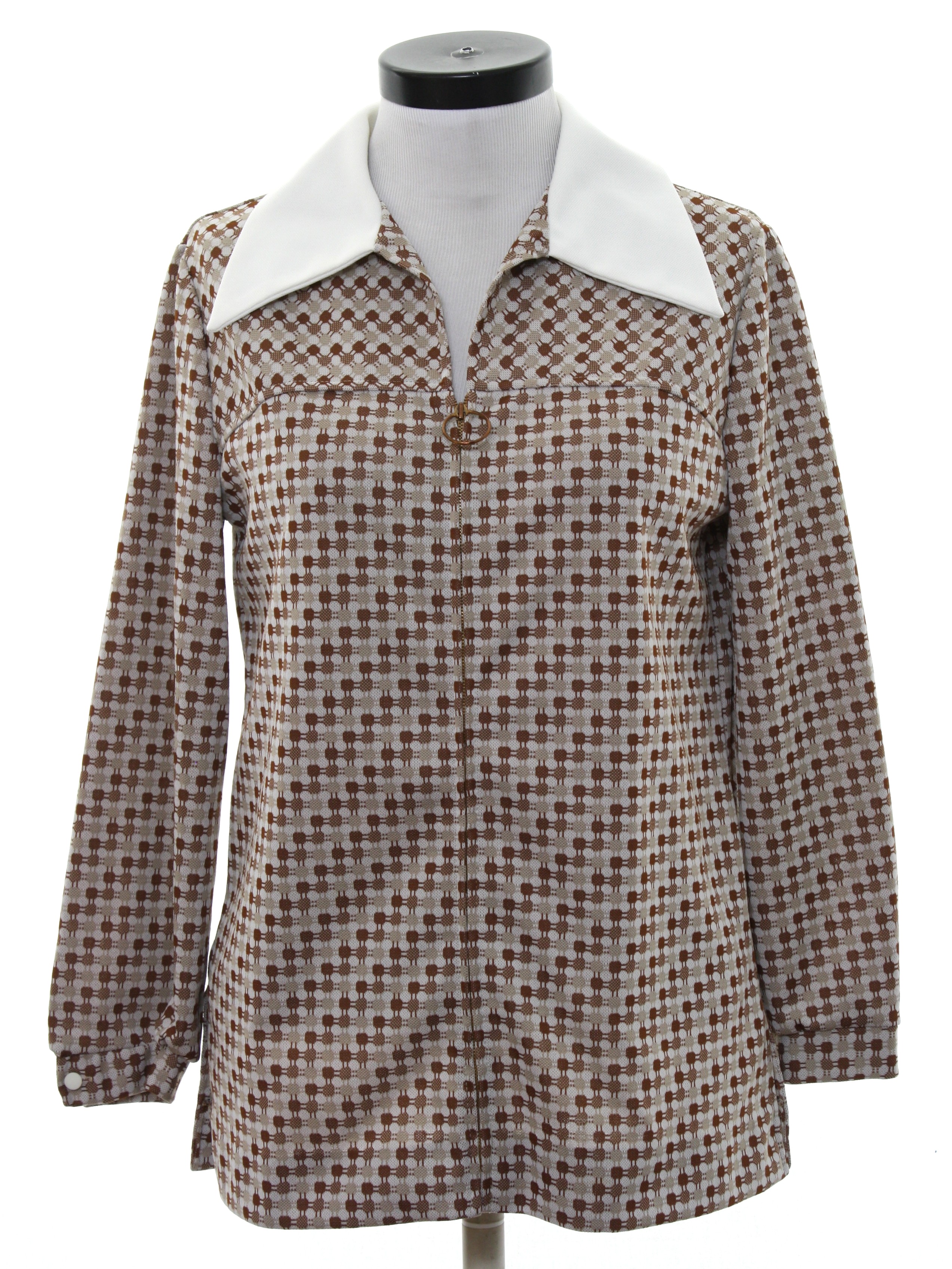 Vintage 1970's Knit Shirt: 70s -Knit Boutique- Womens beige background ...