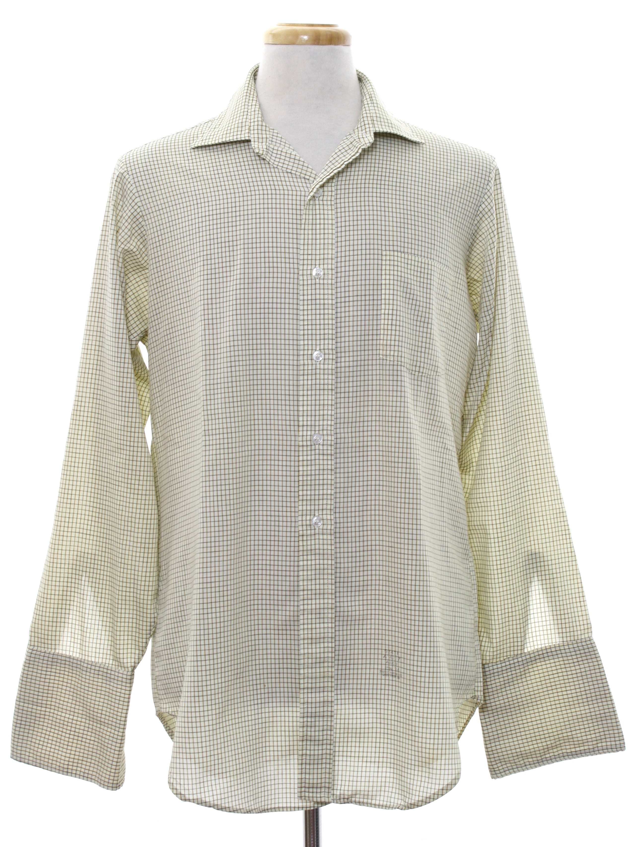 1960's Vintage The Emporium Shirt: 60s -The Emporium- Mens light yellow ...