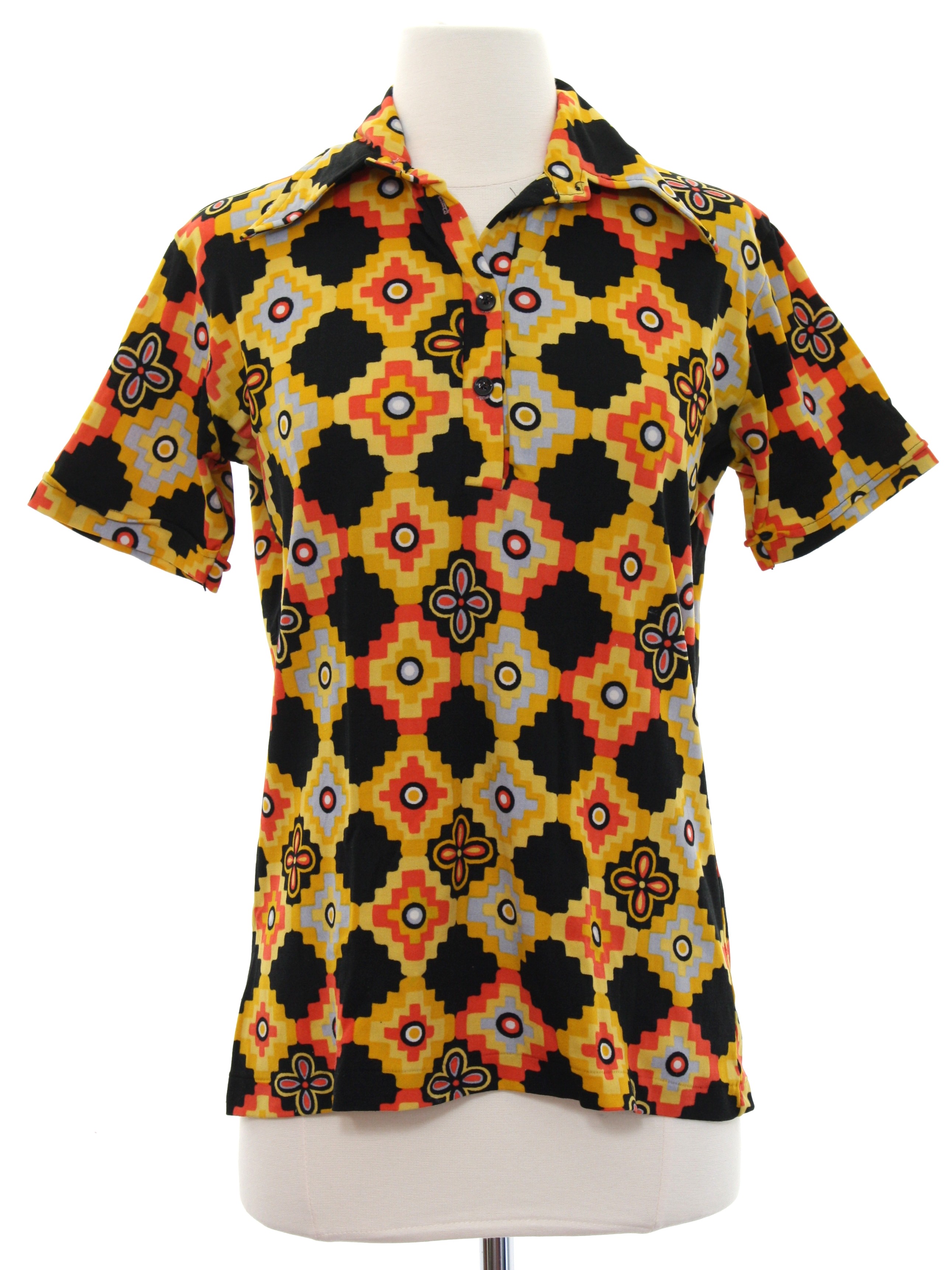 Retro 70s Shirt (Stretch Nylon) : 70s -Stretch Nylon- Womens black ...