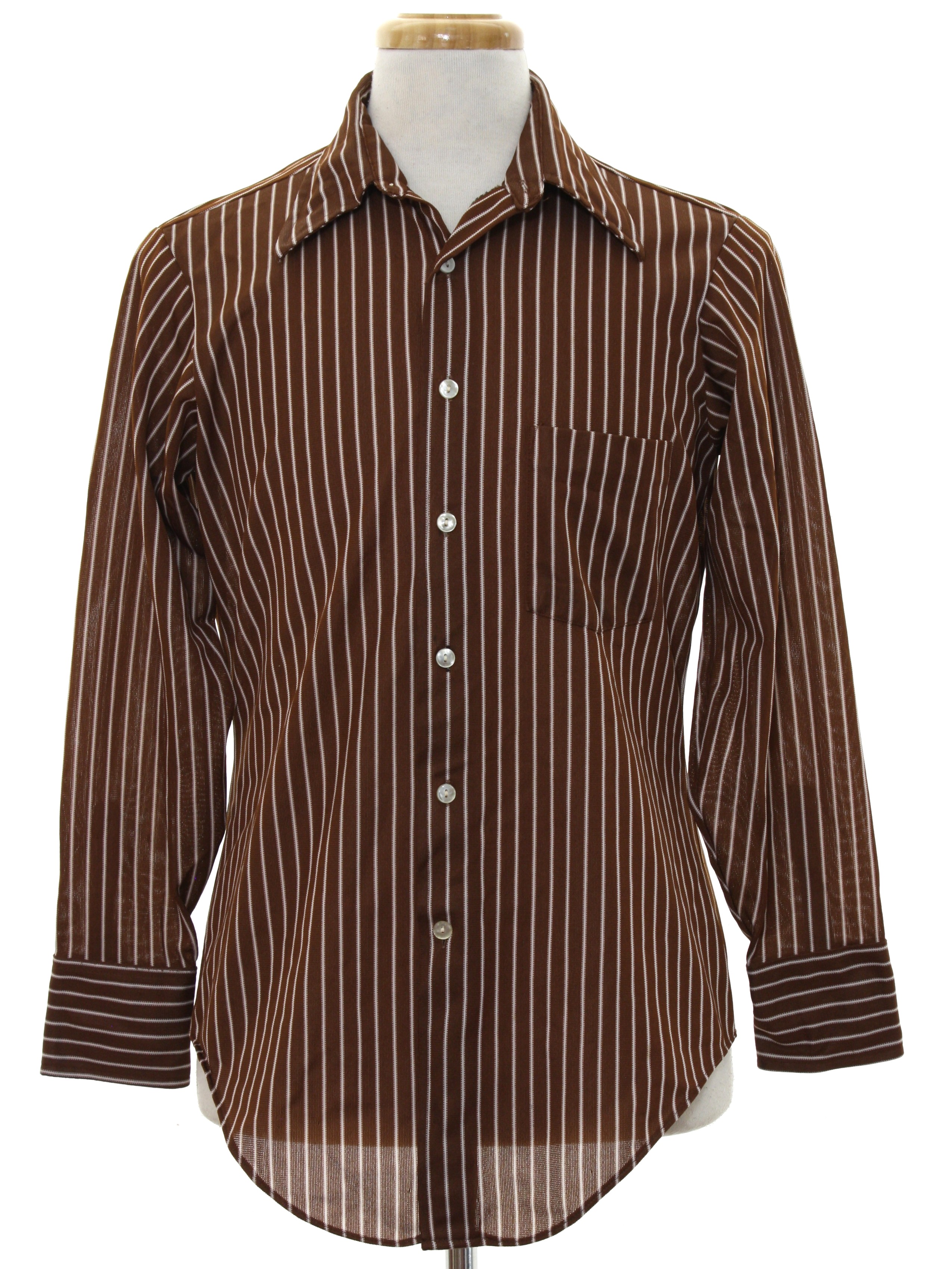 Retro 1970's Print Disco Shirt (Arrow) : 70s -Arrow- Mens dark brown ...