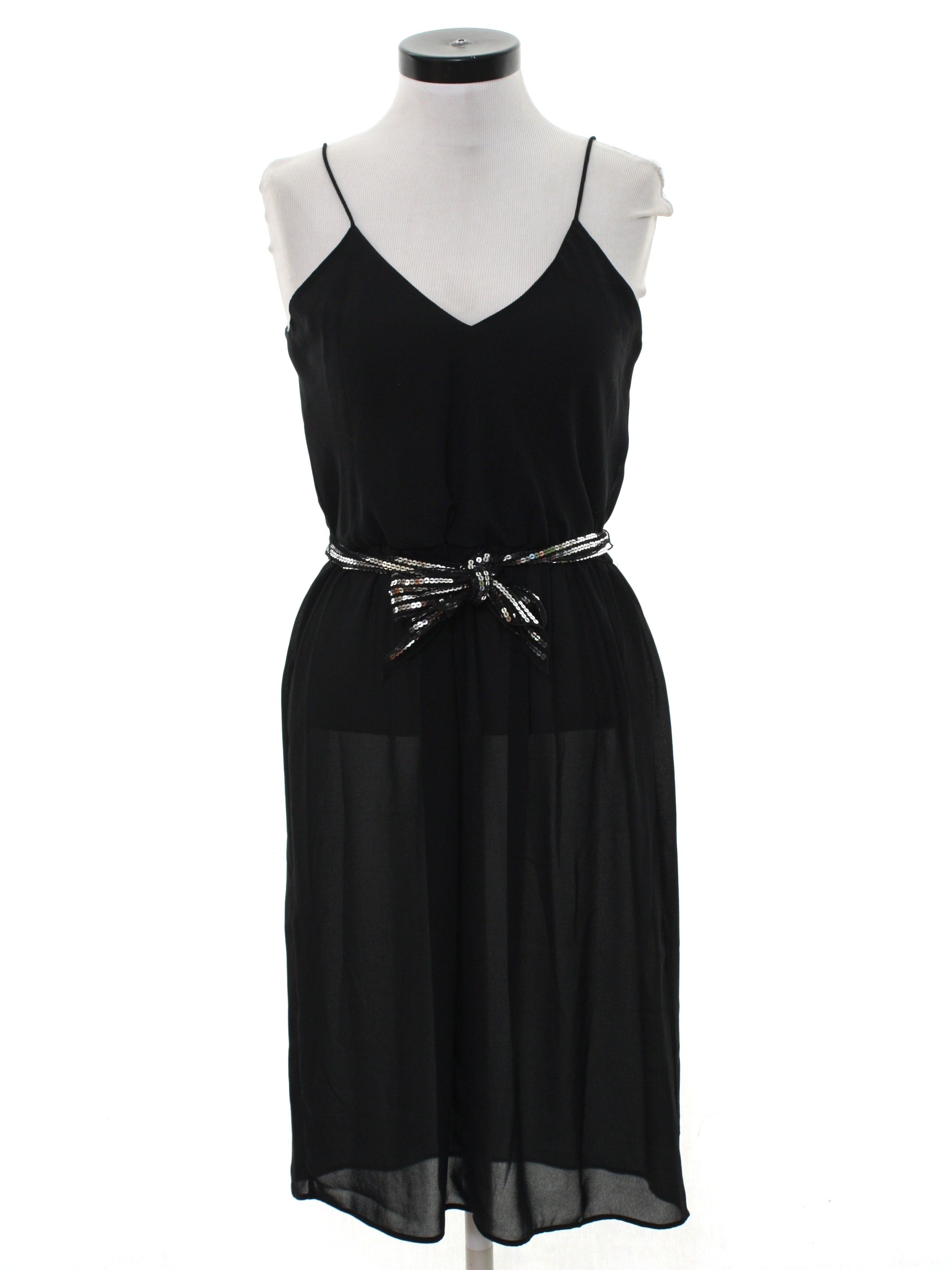 Vintage 1970's Disco Dress: 70s -Care Label- Womens black polyester ...