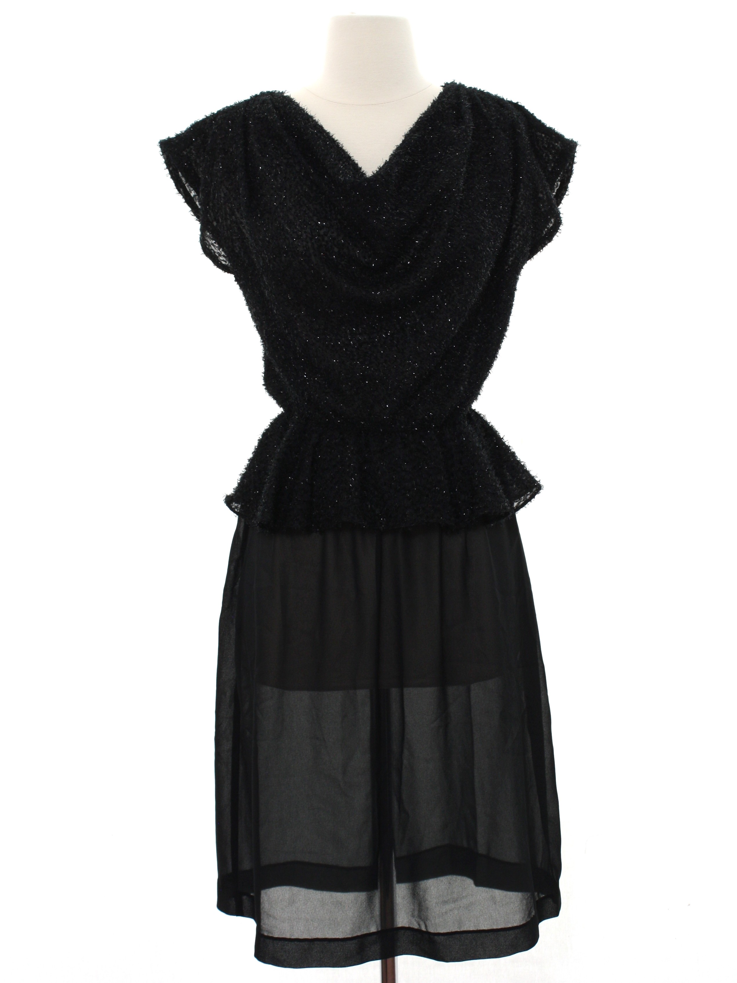 Retro Eighties Disco Dress: Early 80s -No Label- Womens black polyester ...