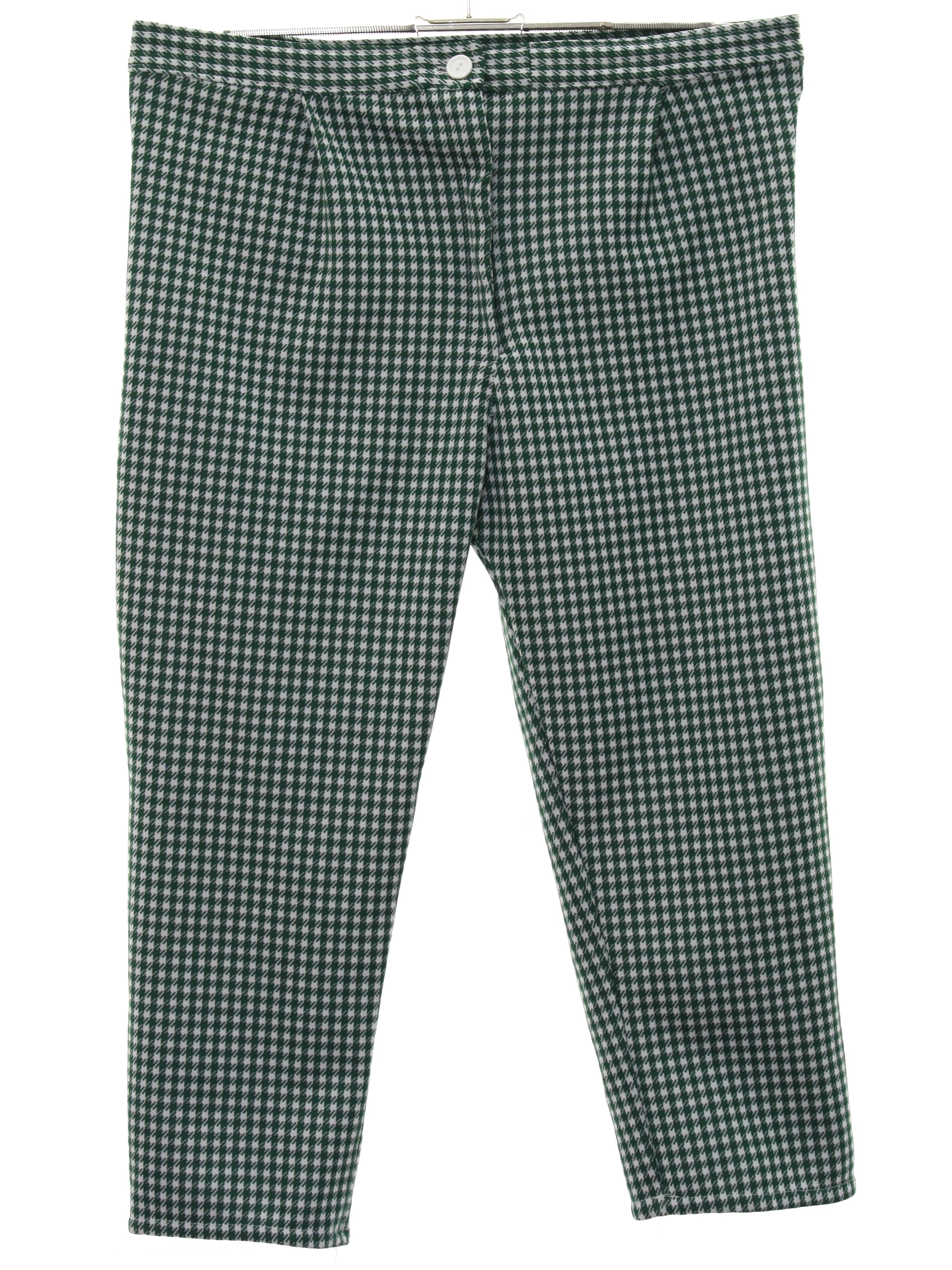 Retro 1970s Pants: 70s -Home Sewn- Womens dark green and white ...