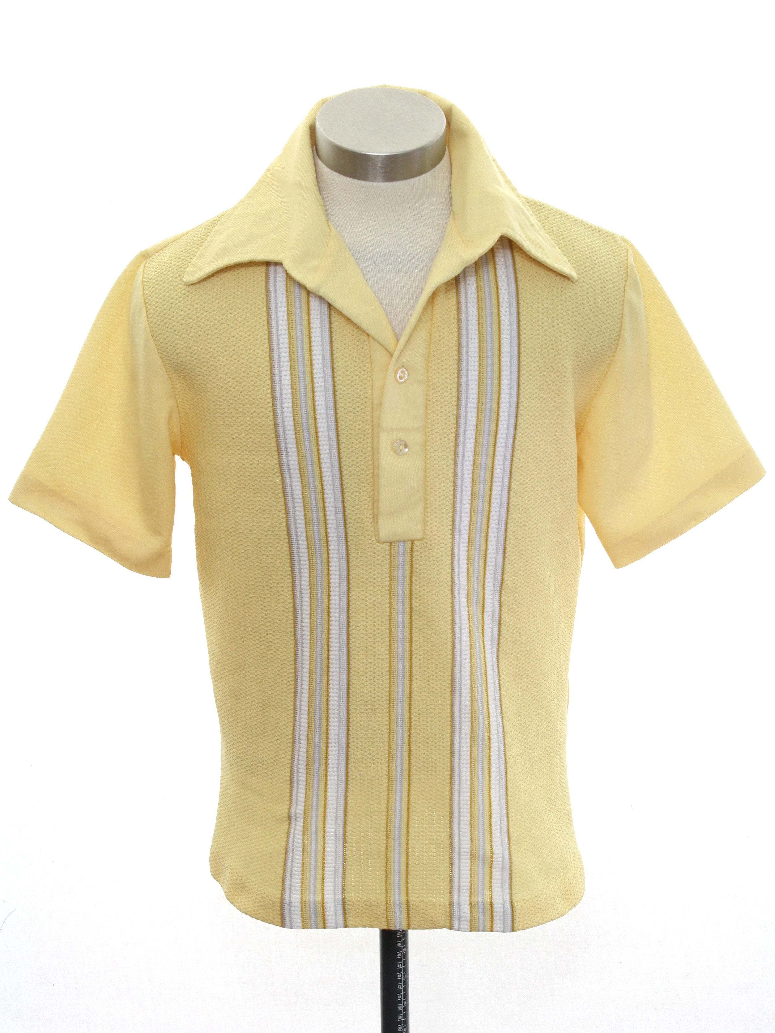 Retro Seventies Knit Shirt: 70s -Mr California- Mens butter yellow ...
