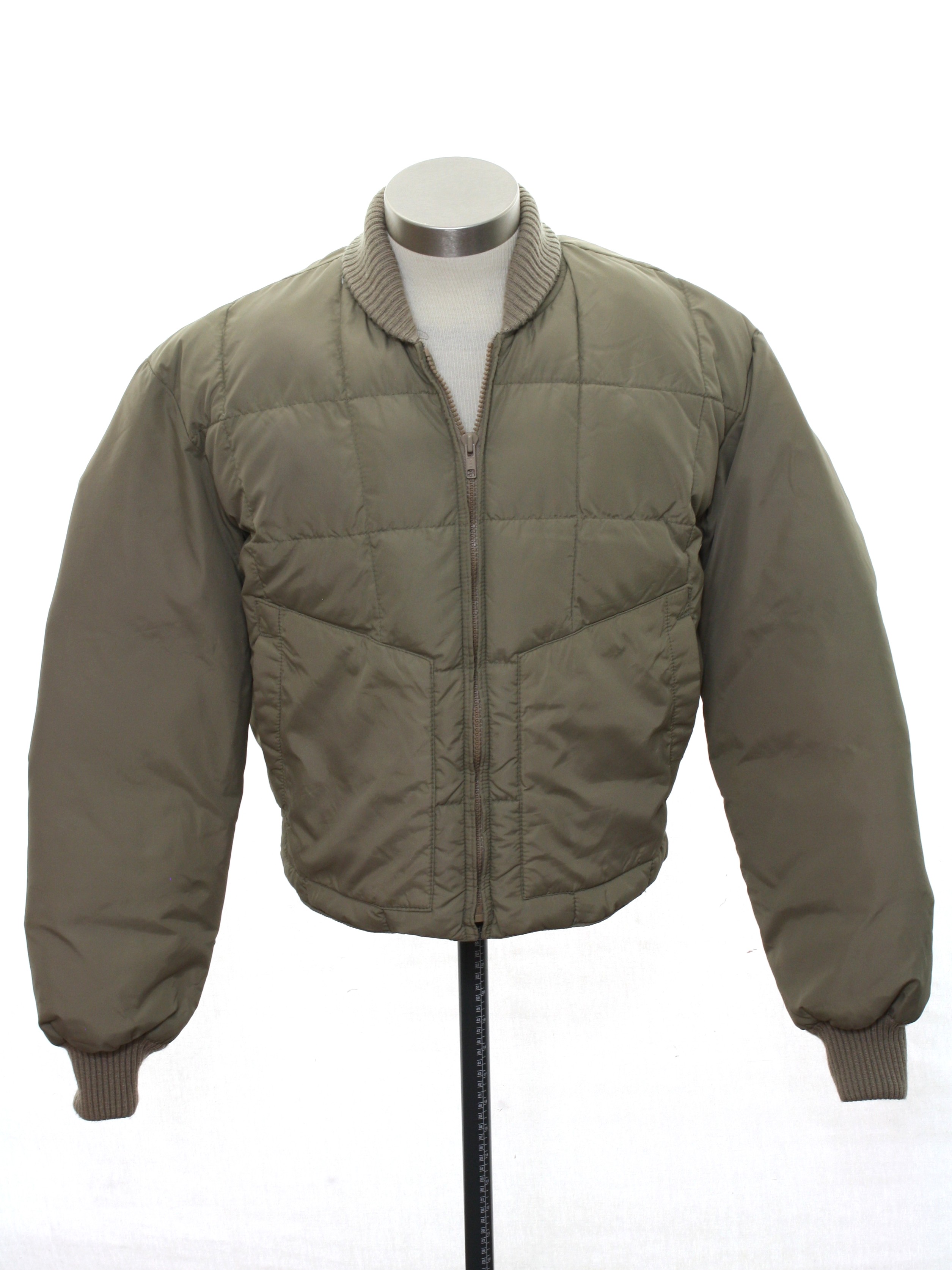 1980's Retro Jacket: 80s -Tempco- Mens quilted tan background nylon ...