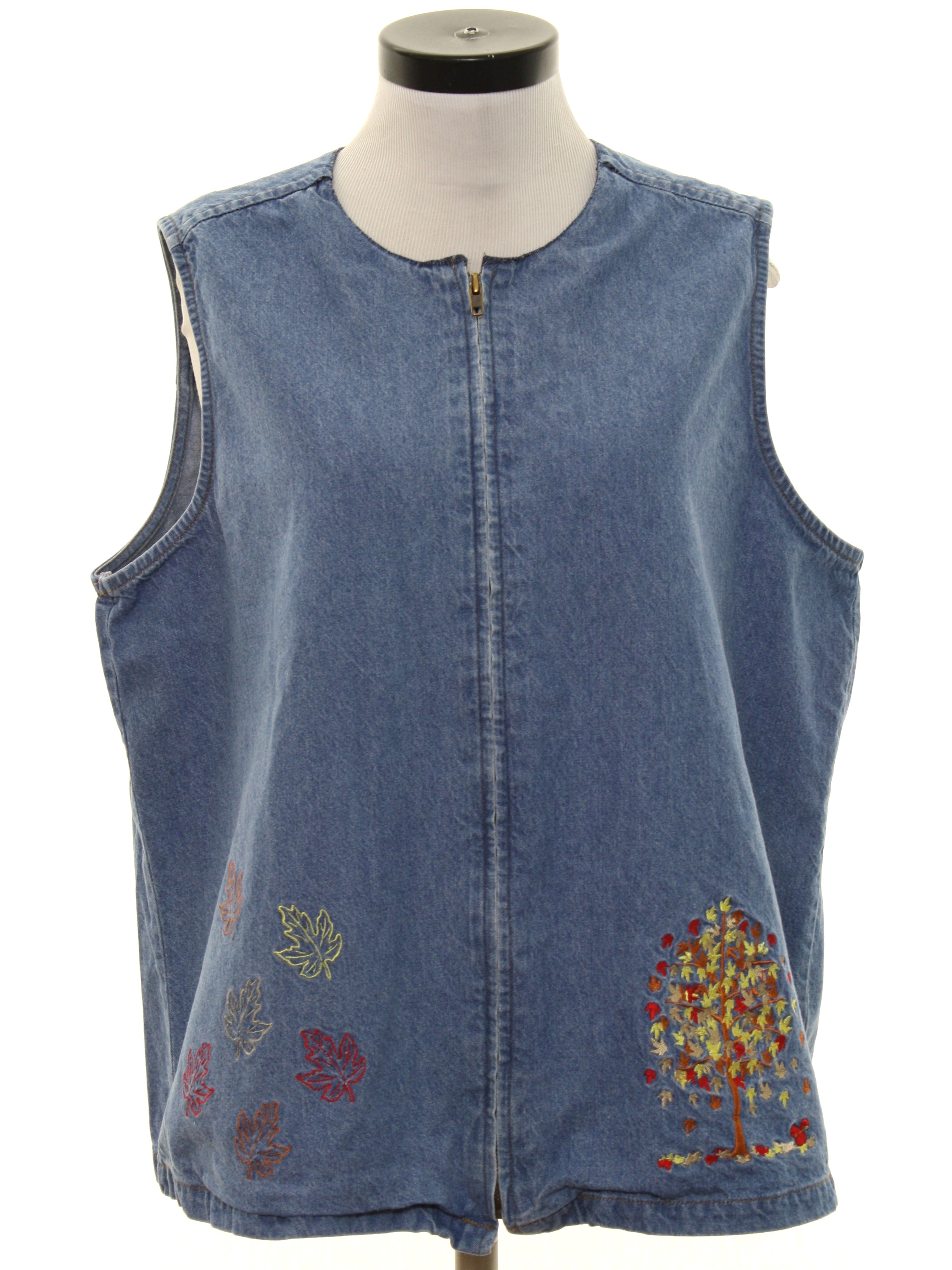 1980's Vest (C. C. Hughes): 80s -C. C. Hughes- Womens hazy blue cotton ...