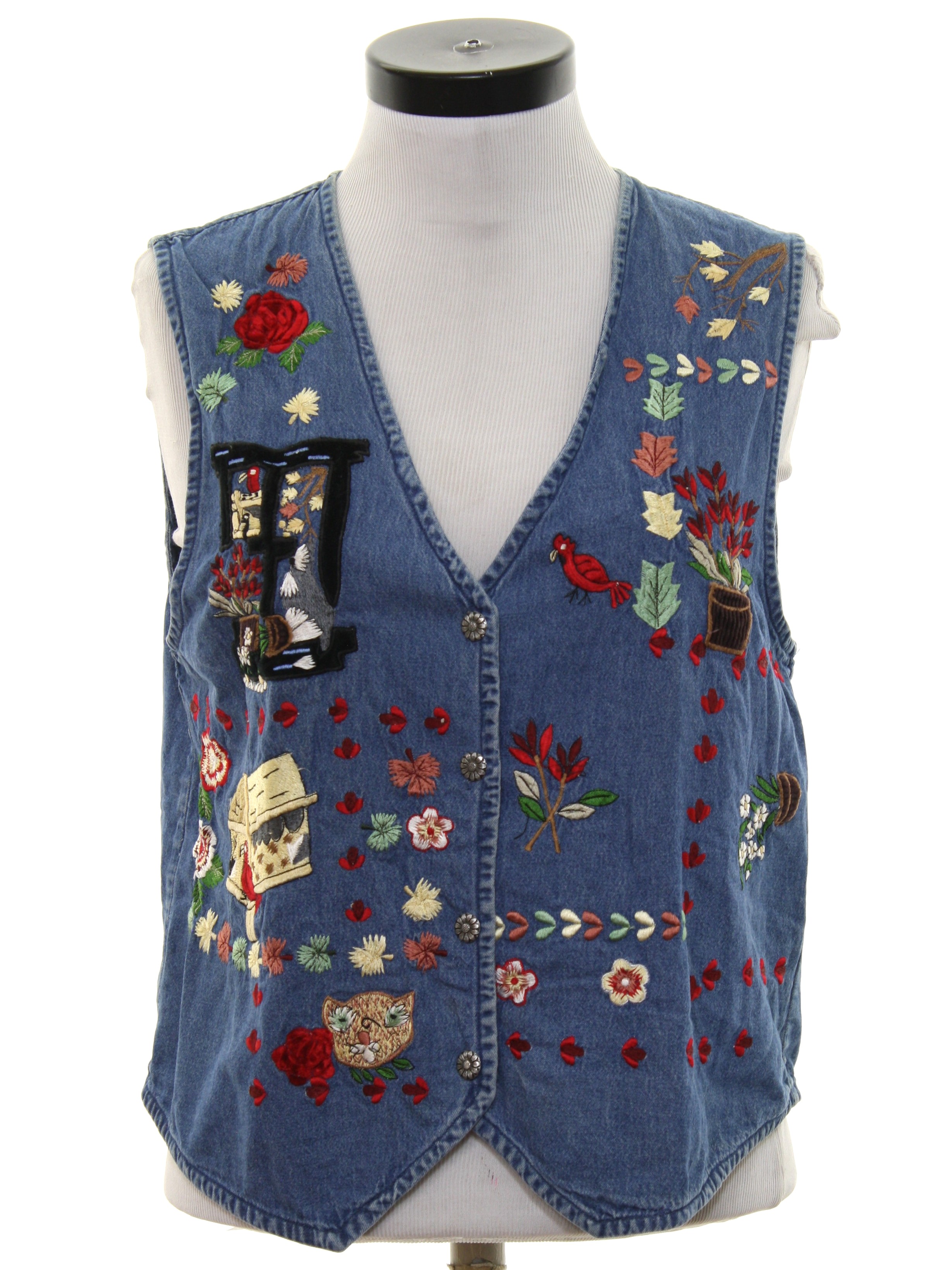 Retro 70's Vest: Late 70s or Early 80s -Rachael Brook- Womens hazy blue ...