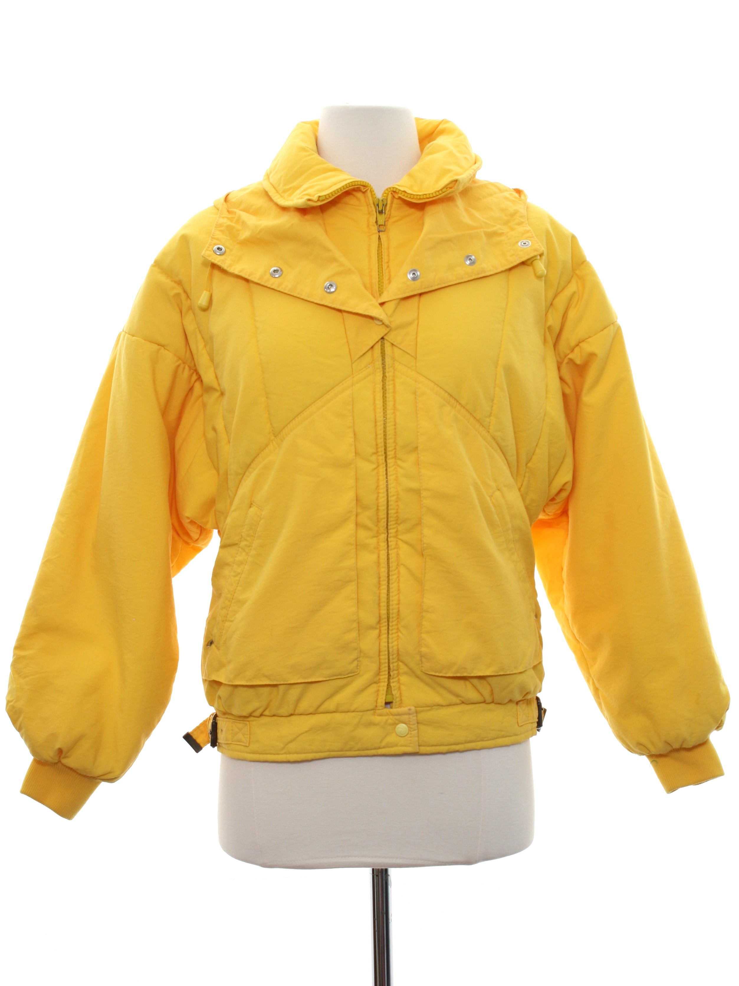 1980's Retro Jacket: 80s -Roffe- Womens yellow background cotton ...