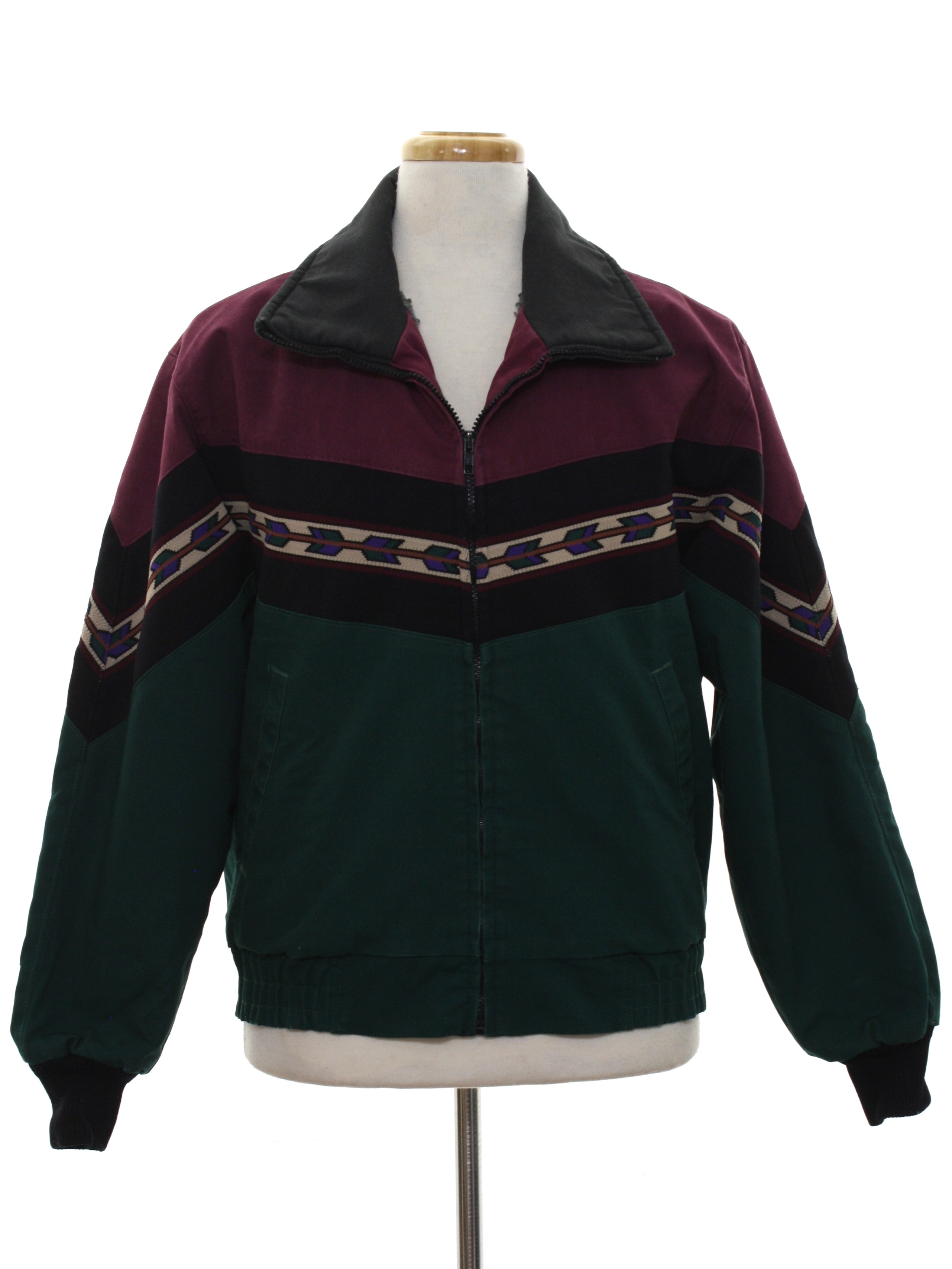 Vintage 1980's Jacket: 80s -David James- Mens burgundy, black and dark ...