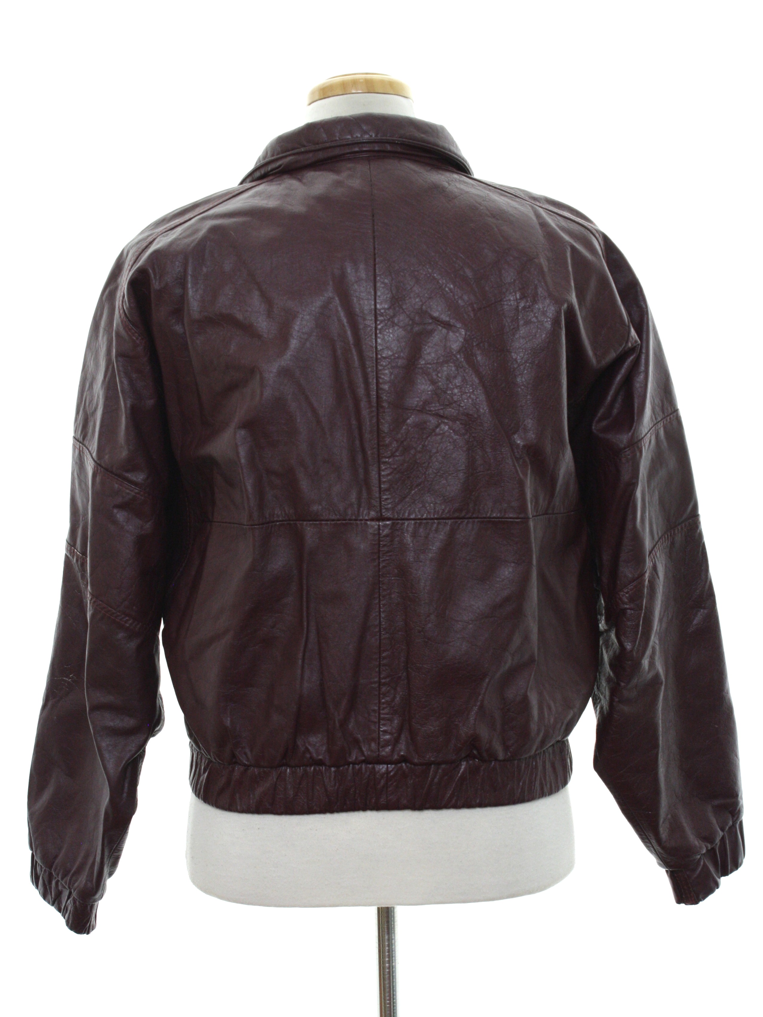 80s Retro Leather Jacket: 80s -Bettancourth- Mens dark brown
