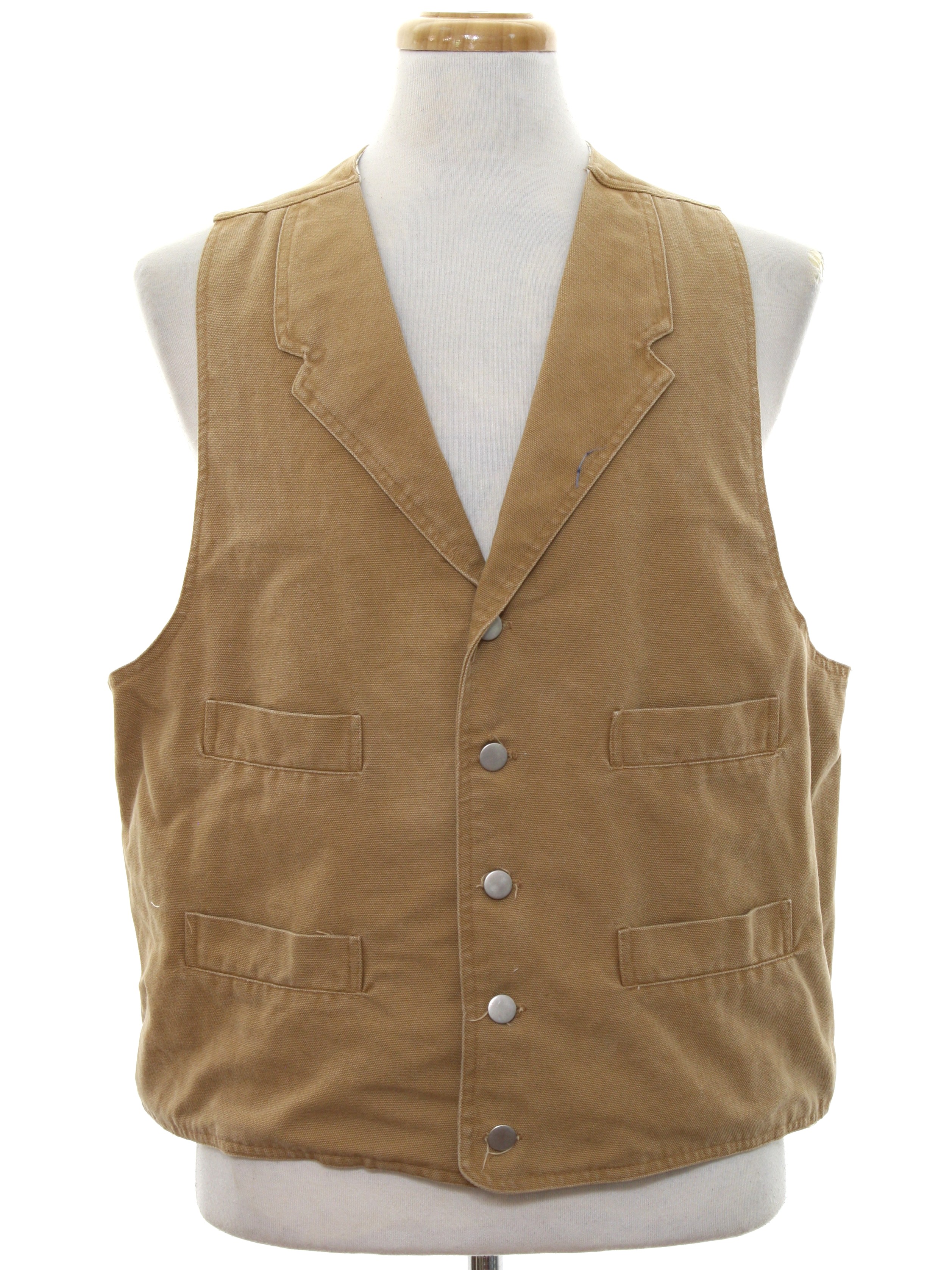 Vintage 1980's Vest: 80s -Scully- Mens tan cotton canvas western style ...