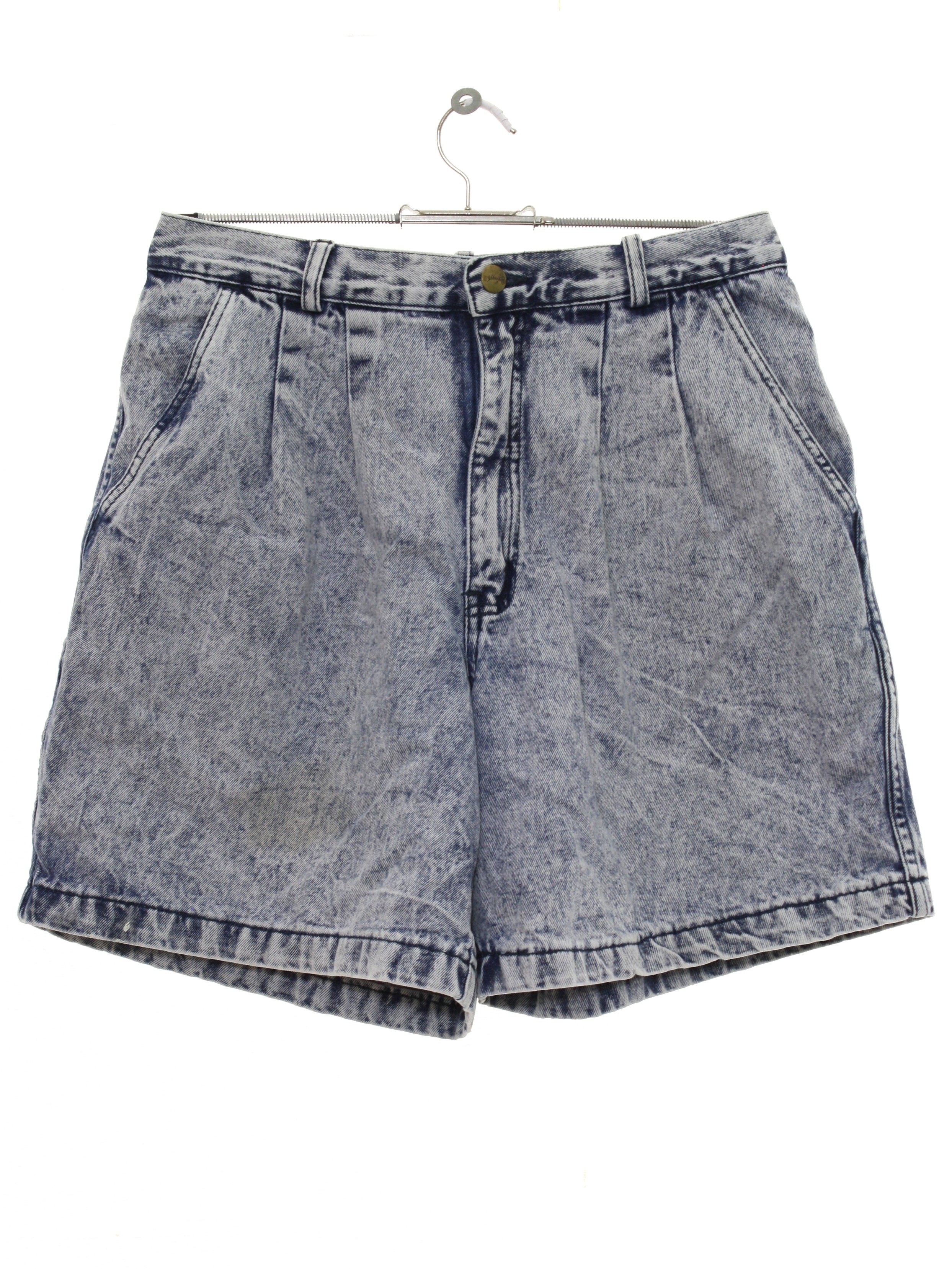 1990's Retro Shorts: 90s -Greatland- Womens dark blue acid washed ...