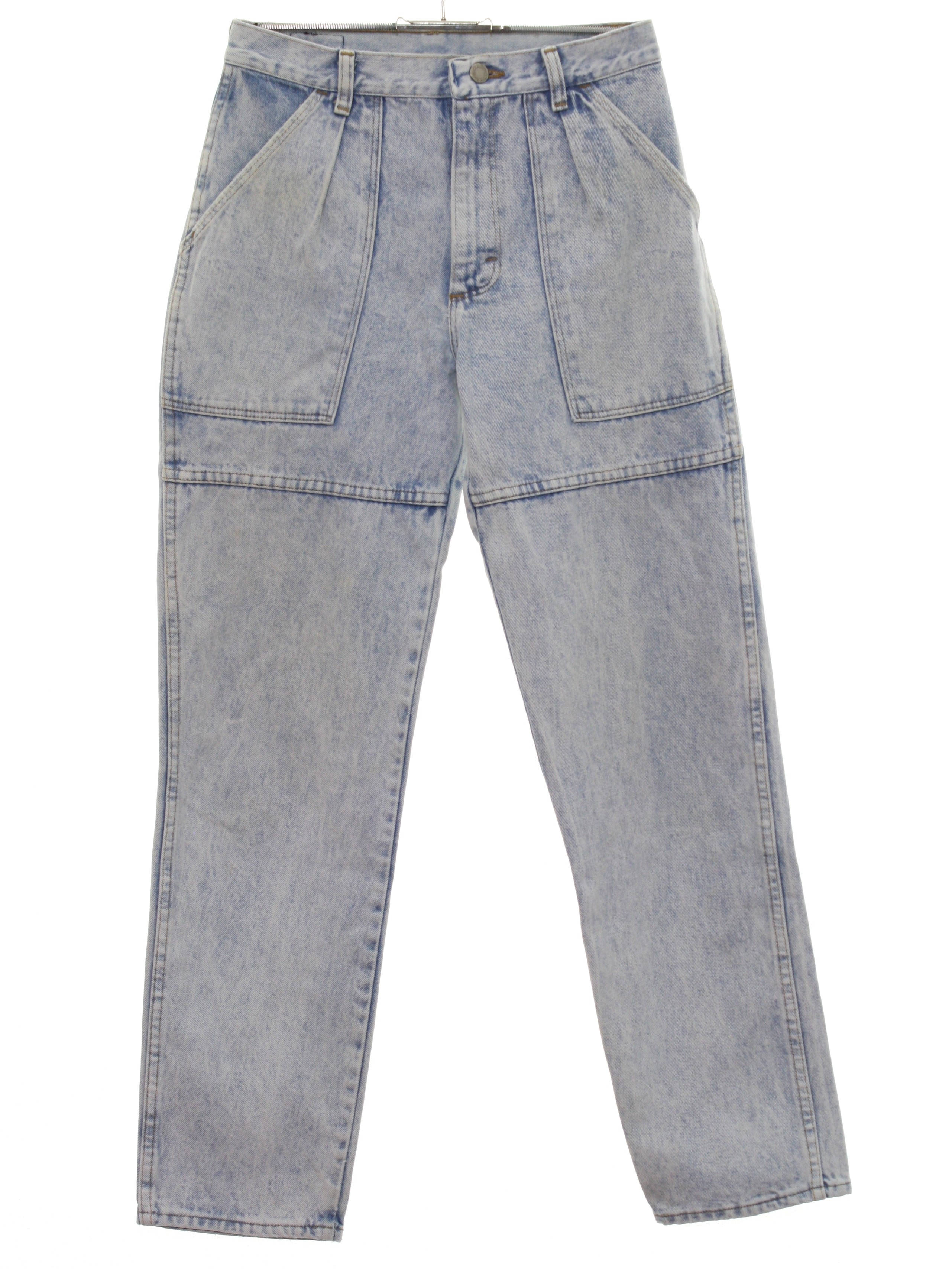 80's Pants: Late 80s Wrangler- Mens acid washed light blue cotton denim ...