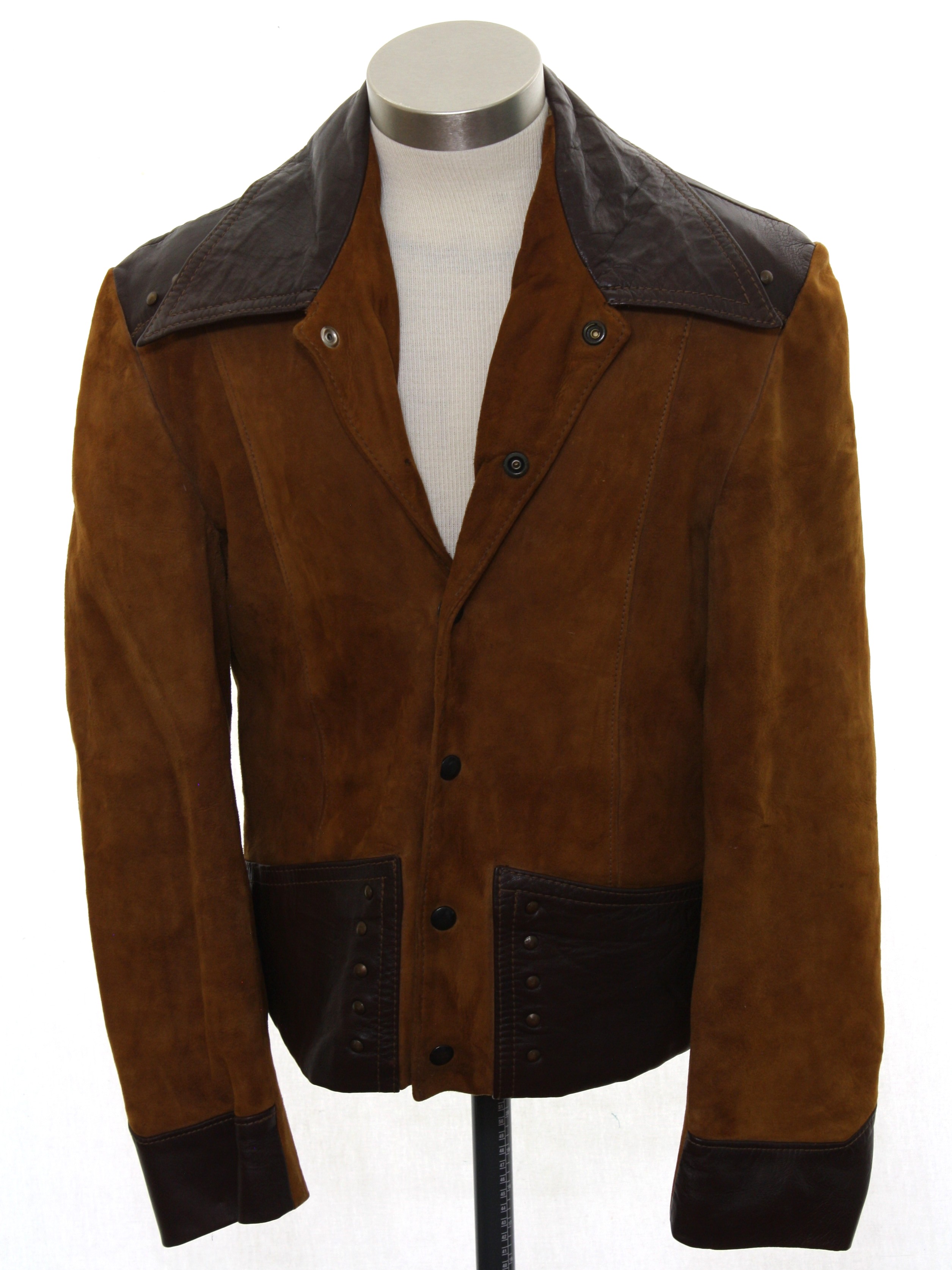 Retro 1970s Leather Jacket: 70s -Europe Craft- Mens brown background ...