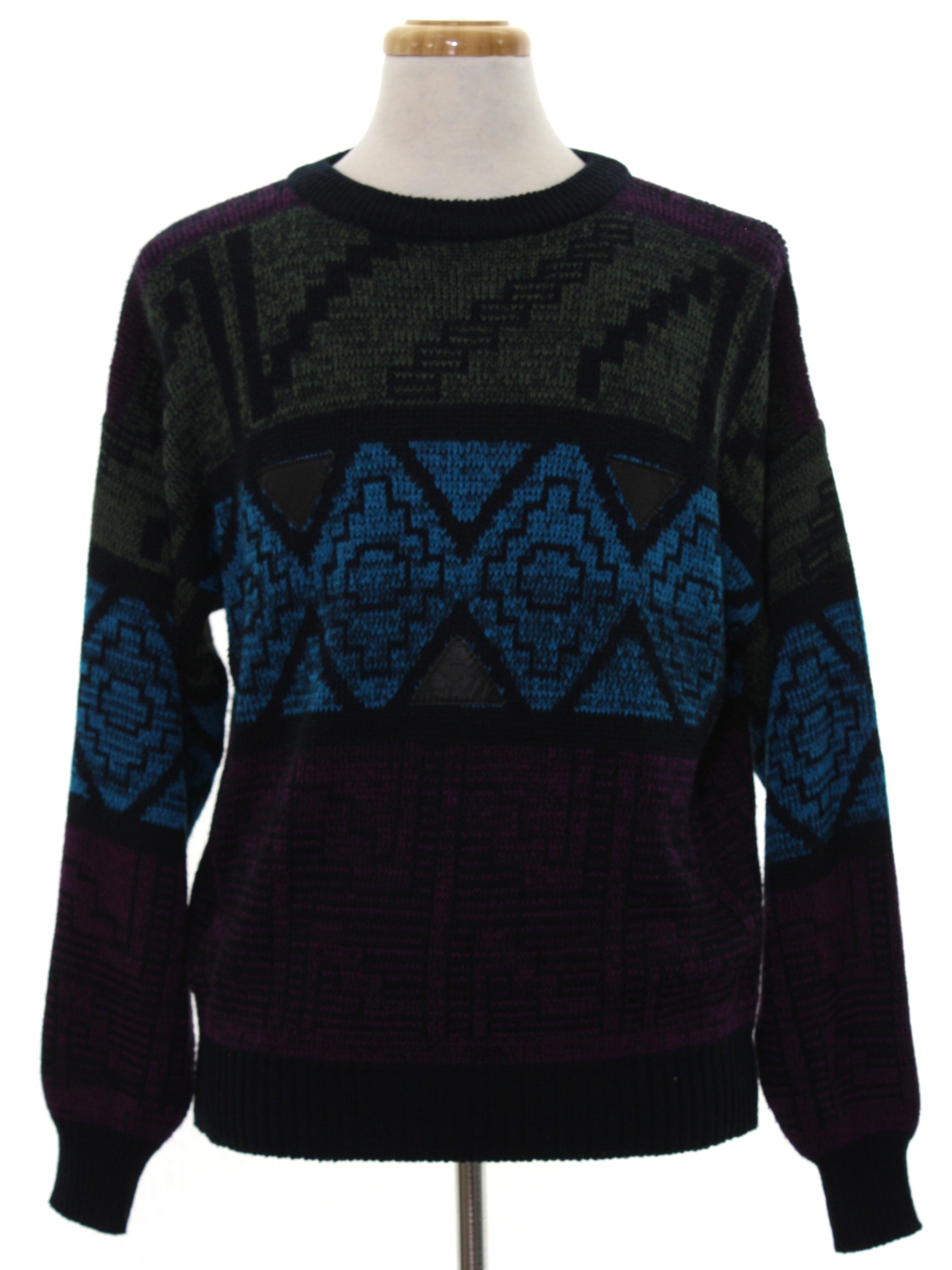 Eighties Vintage Sweater: 80s -Urban Works- Mens black background with ...