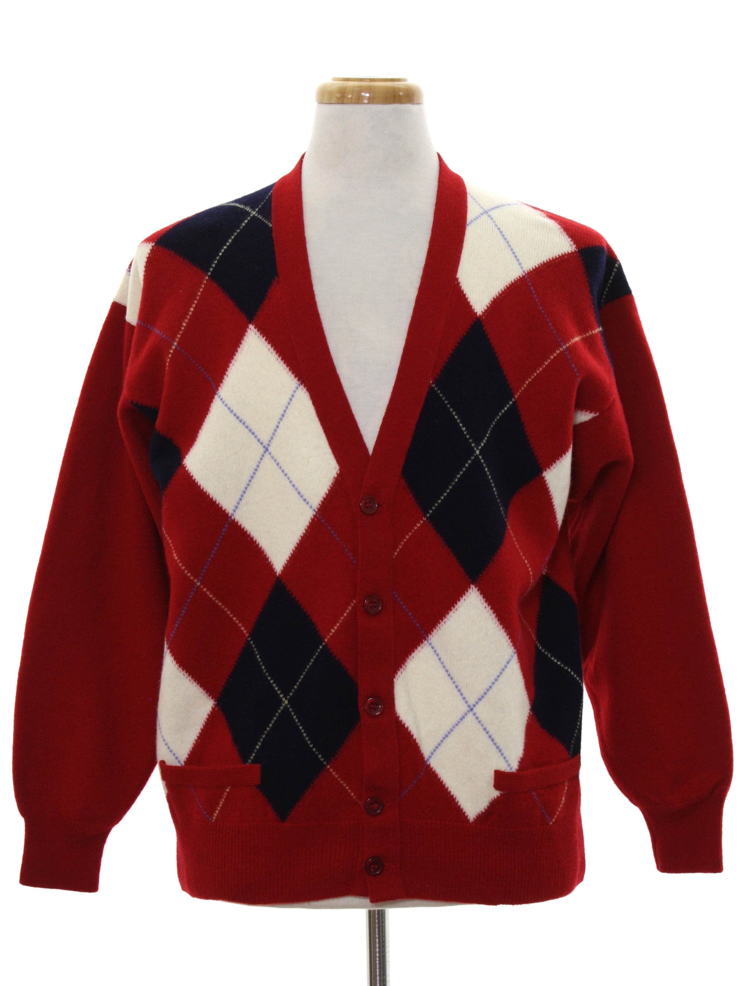 mens red argyle sweater