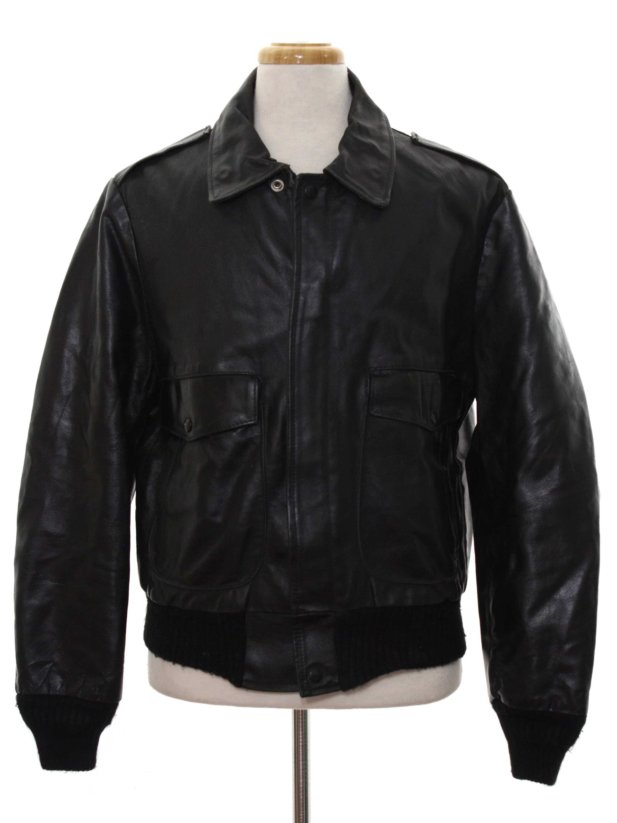 Eighties Vintage Leather Jacket: 80s -Oakton Ltd- Mens black background ...