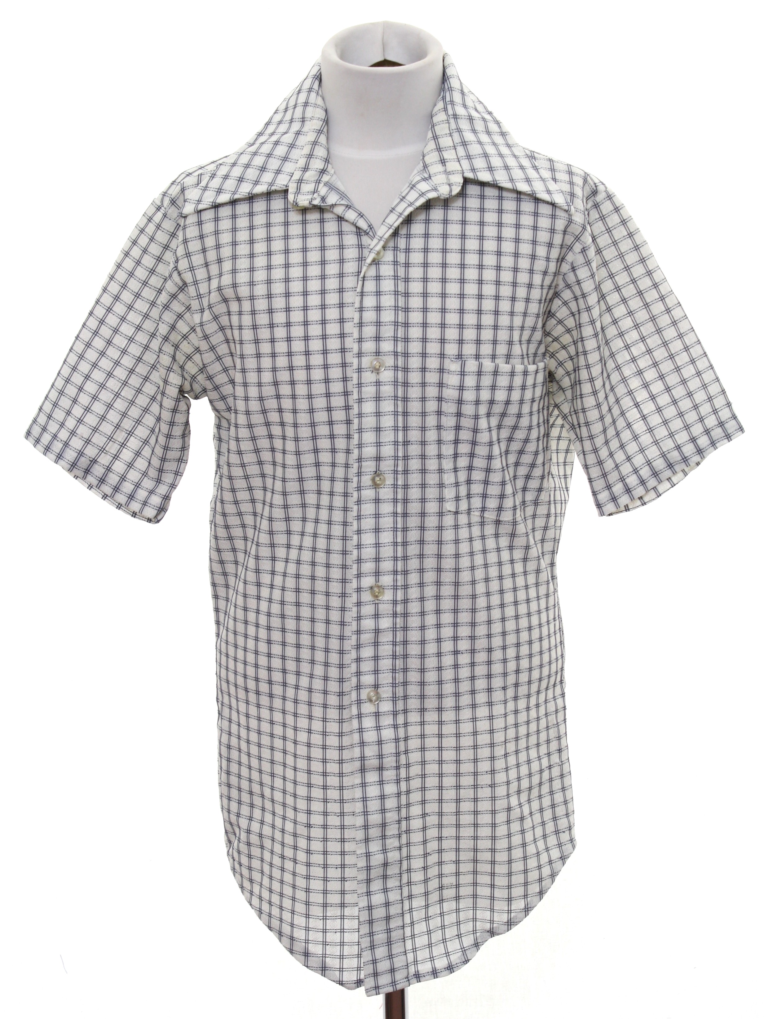 Retro 70s Shirt (Sutton) : 70s -Sutton- Boys white and dark blue nylon ...