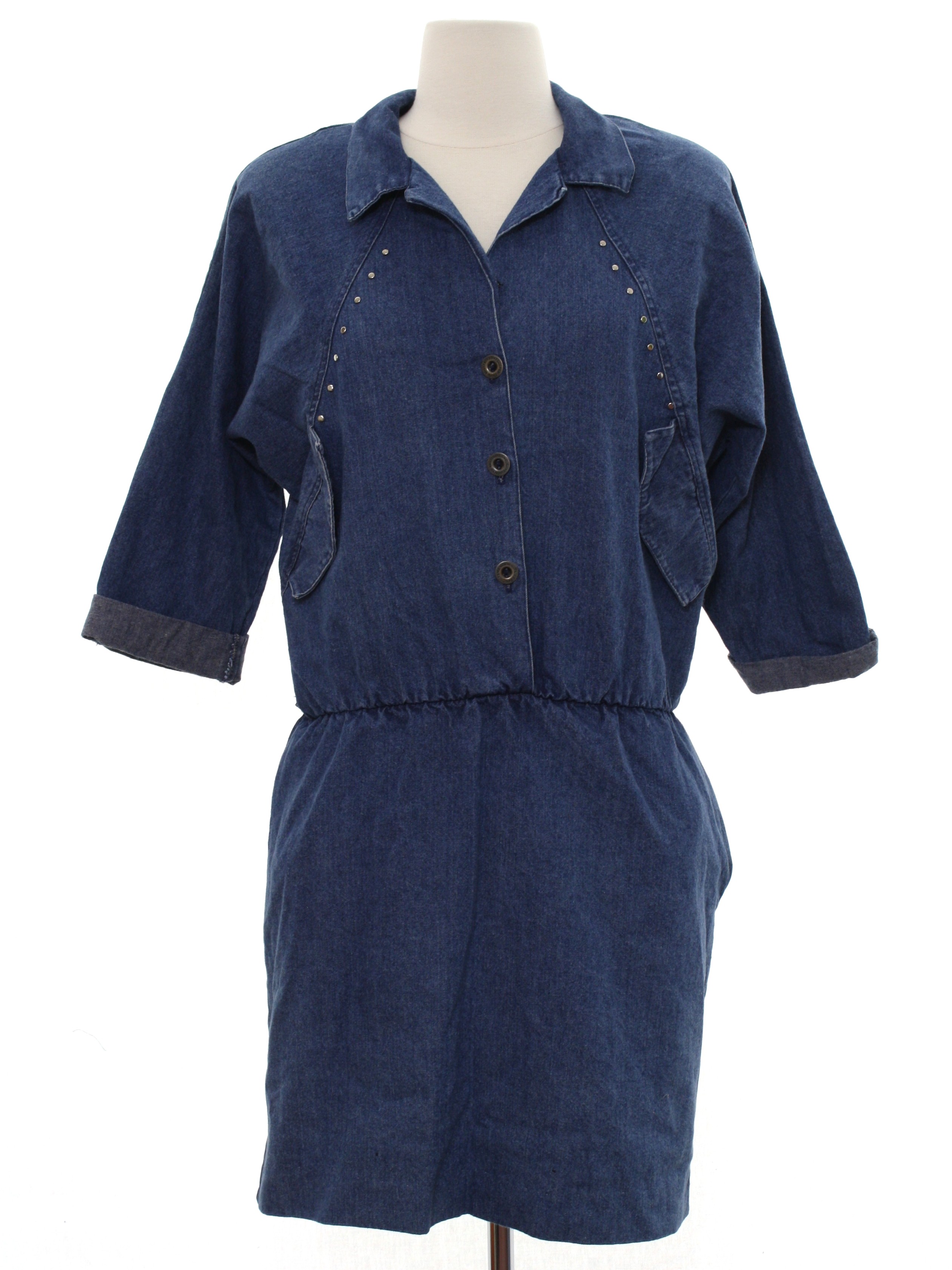 80's Vintage Mini Dress: 80s -Design by YNS- Womens dark blue ...