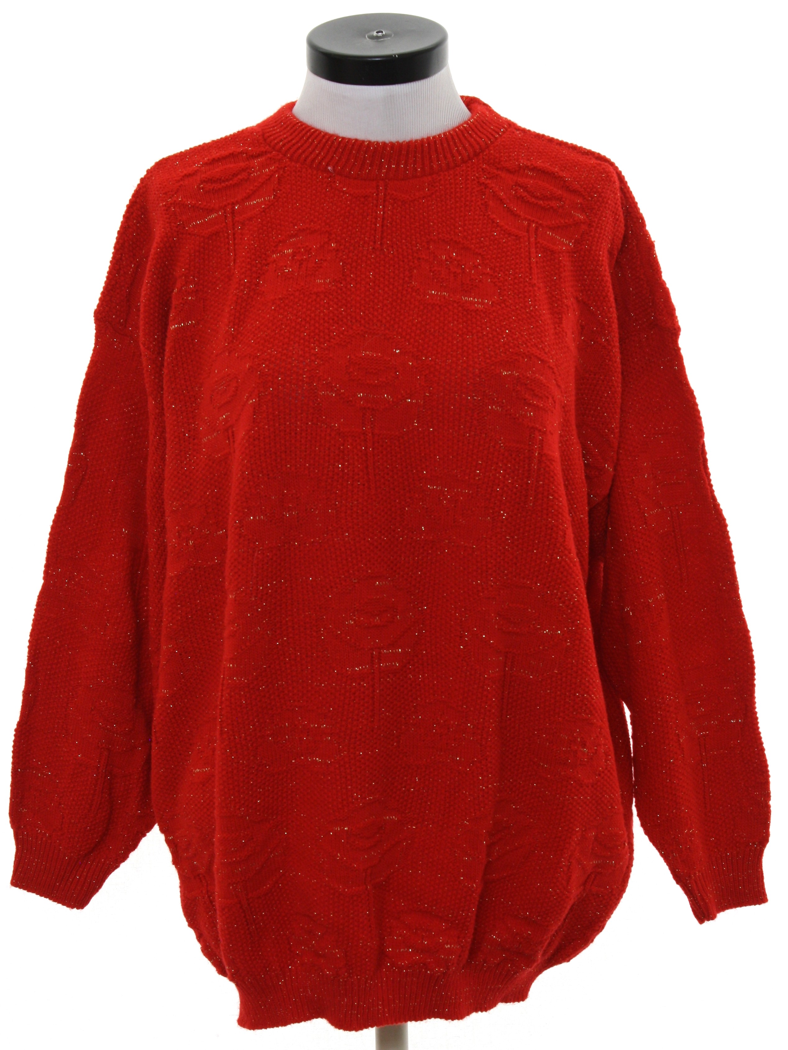 Retro 1980's Sweater (Rose) : 80s -Rose- Womens red acrylic pullover ...