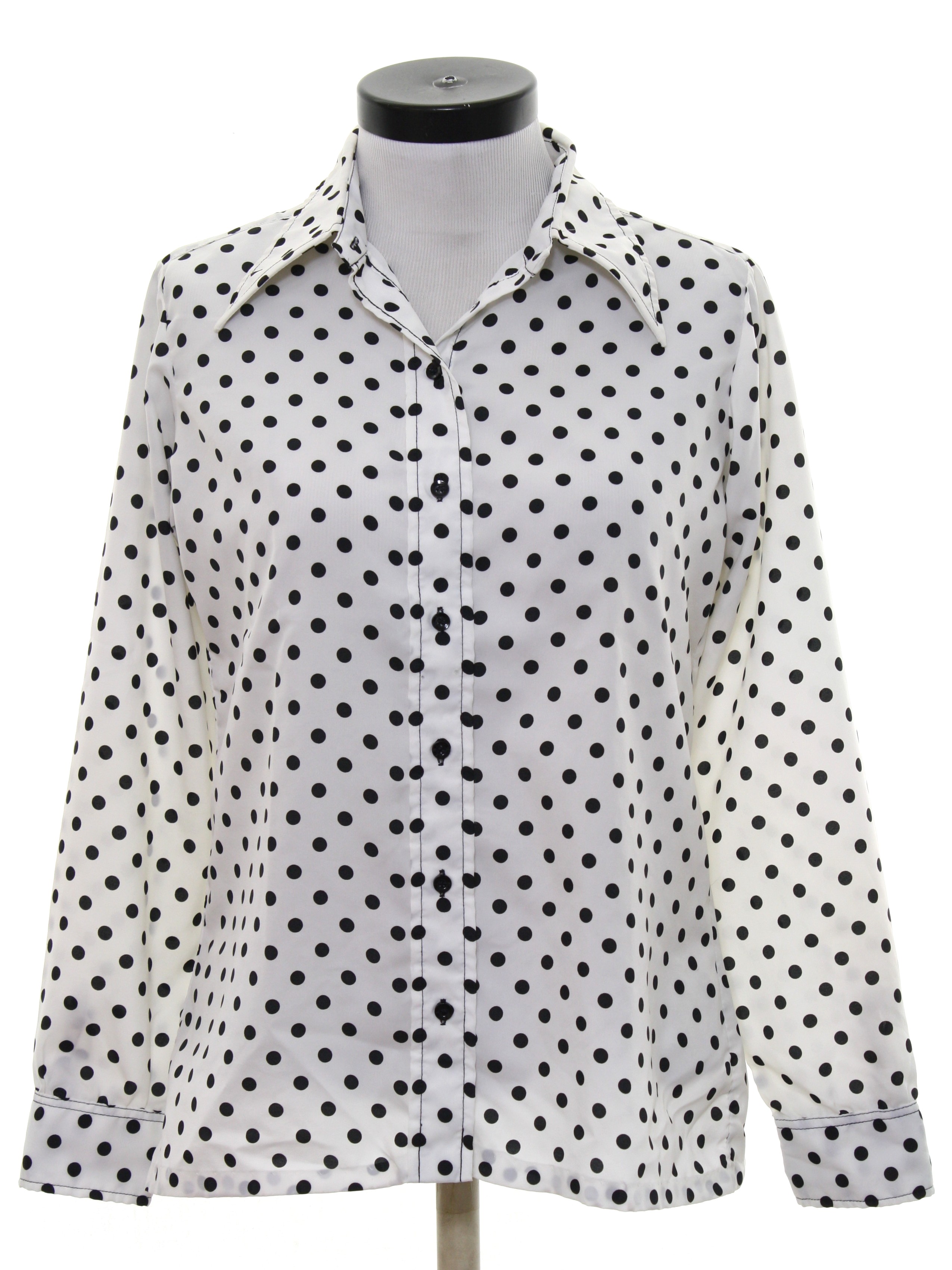 Seventies Its Gailord Shirt: 70s -Its Gailord- Womens white and black ...