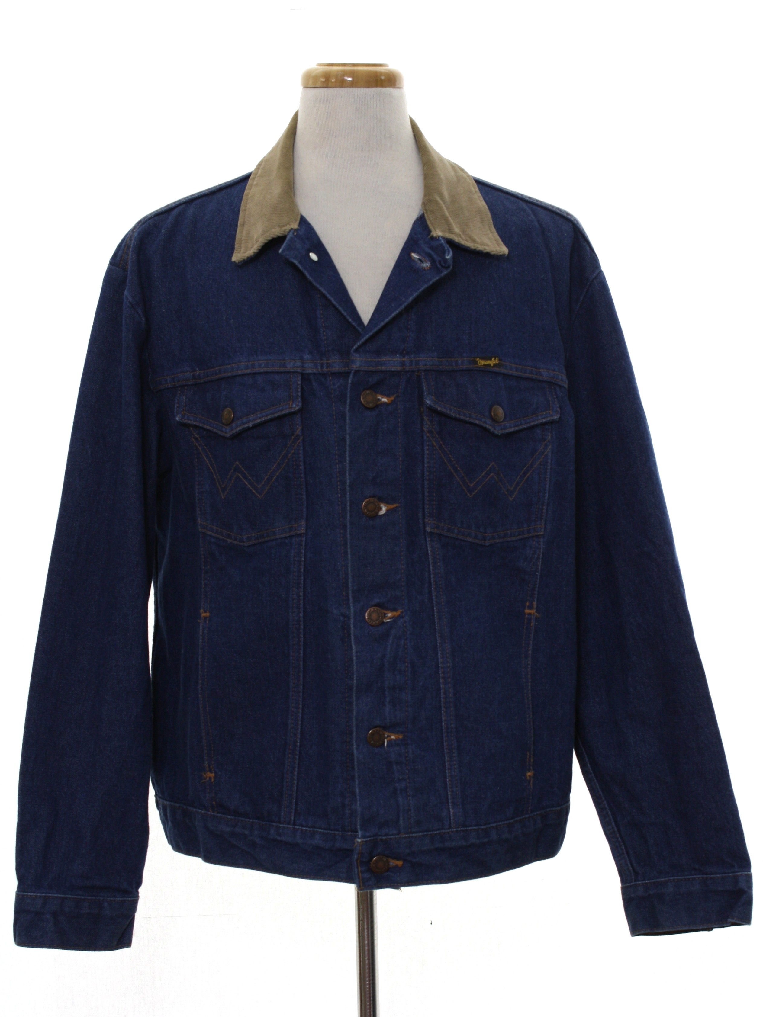Retro 1980's Jacket (Wrangler) : 80s -Wrangler- Mens dark blue cotton ...