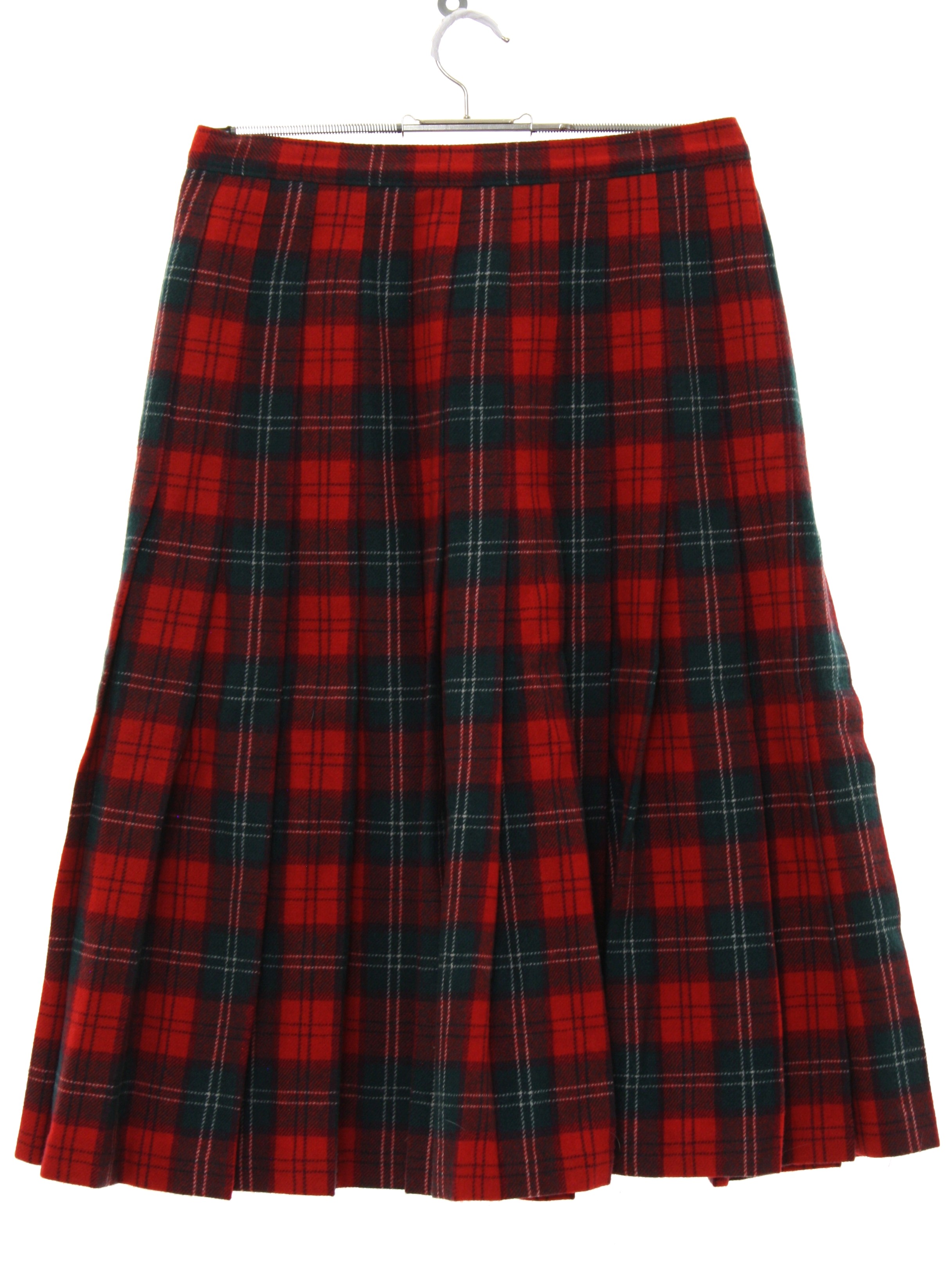 1980's Retro Wool Skirt: 80s -Pendleton- Womens red, dark green, white ...