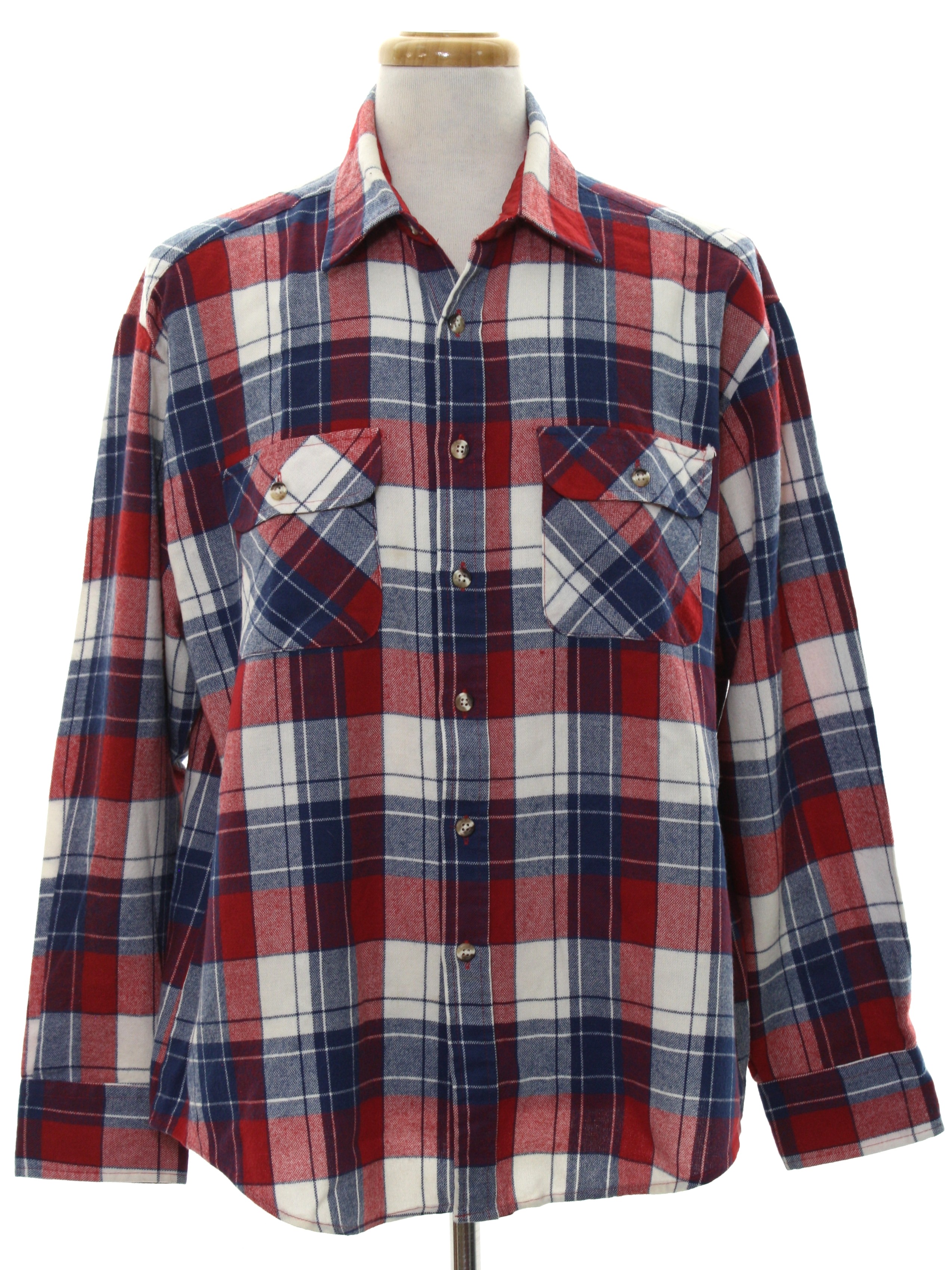 mens red and white flannel shirt