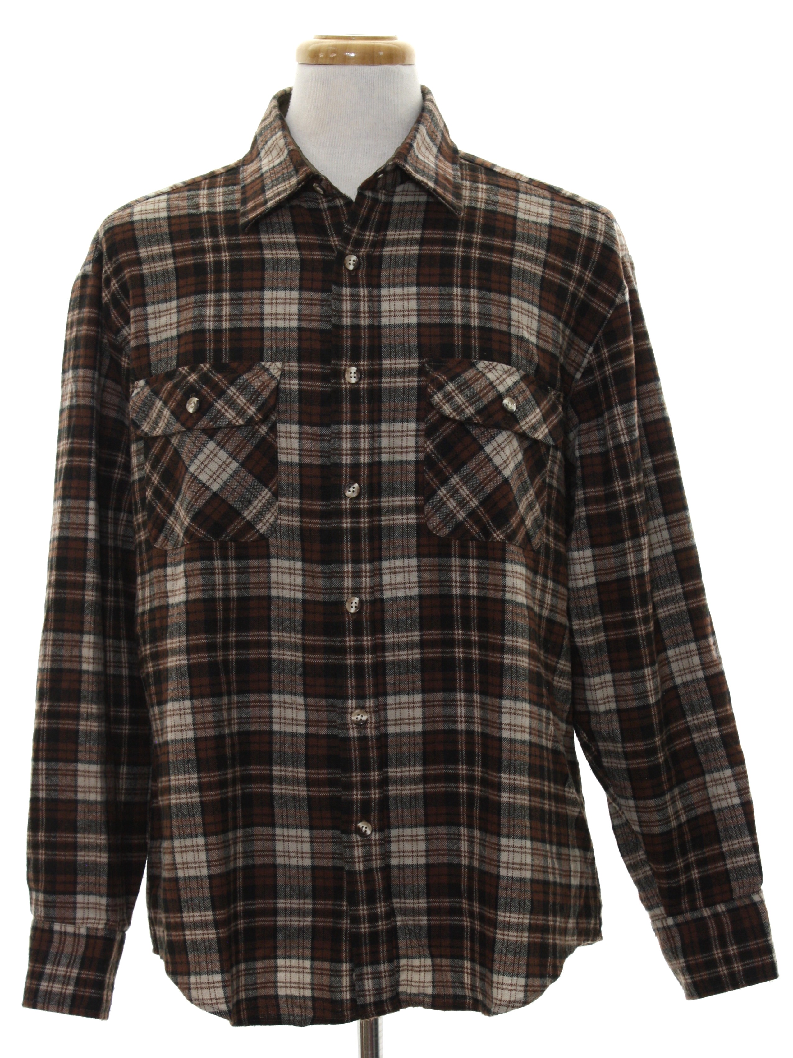 Vintage 80s Shirt: 80s -High Sierra- Mens brown, cream, light brown and ...