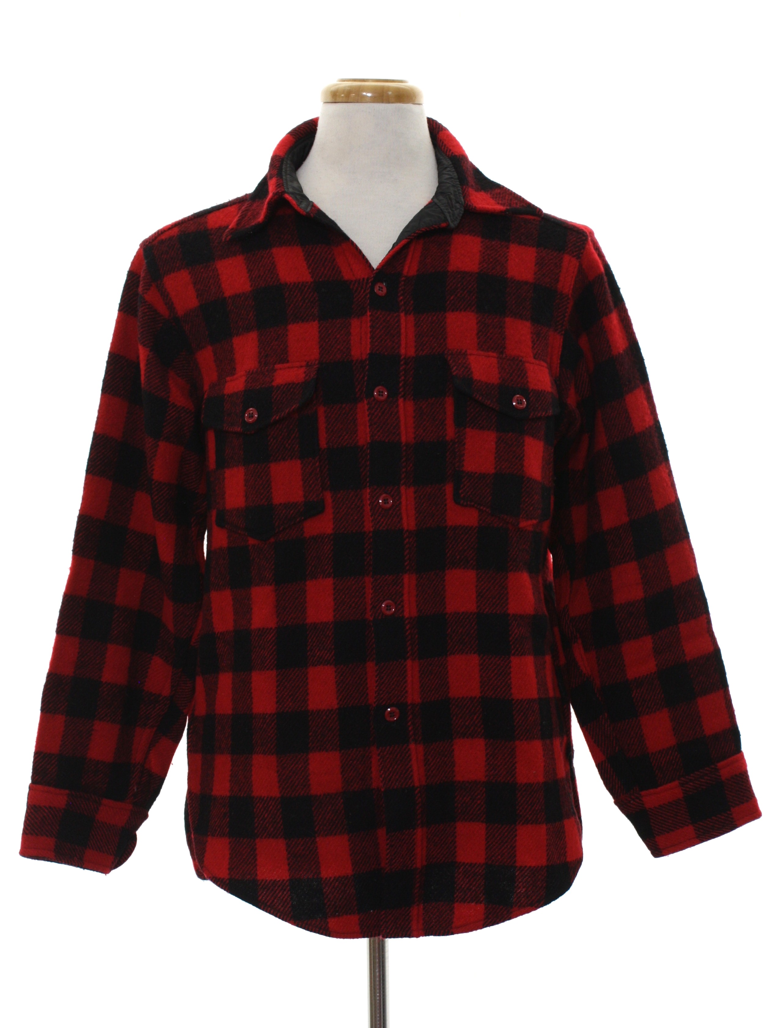 Retro 80s Wool Shirt (Woolrich) : 80s -Woolrich- Mens red and black ...