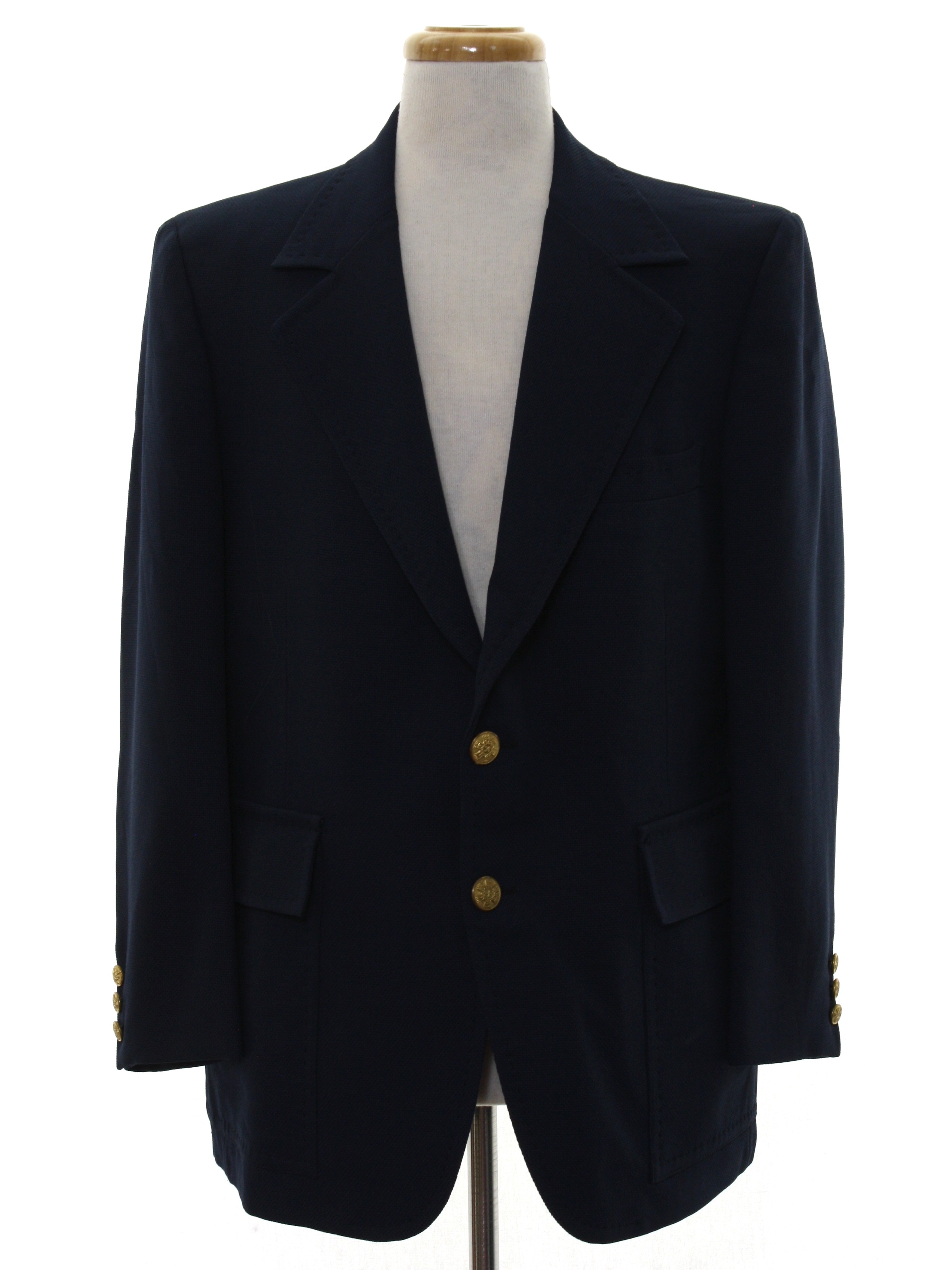 70s Retro Jacket: 70s -Kings Ridge- Mens dark blue background polyester ...