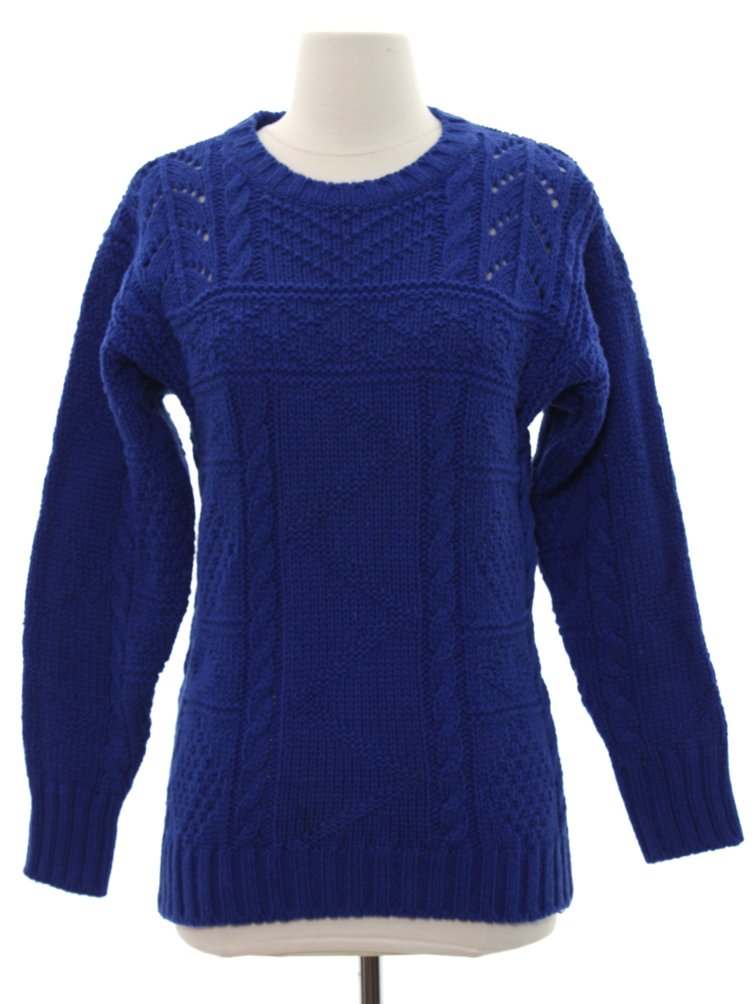 Vintage 1980's Sweater: 80s -Cambridge- Womens blue background wool ...