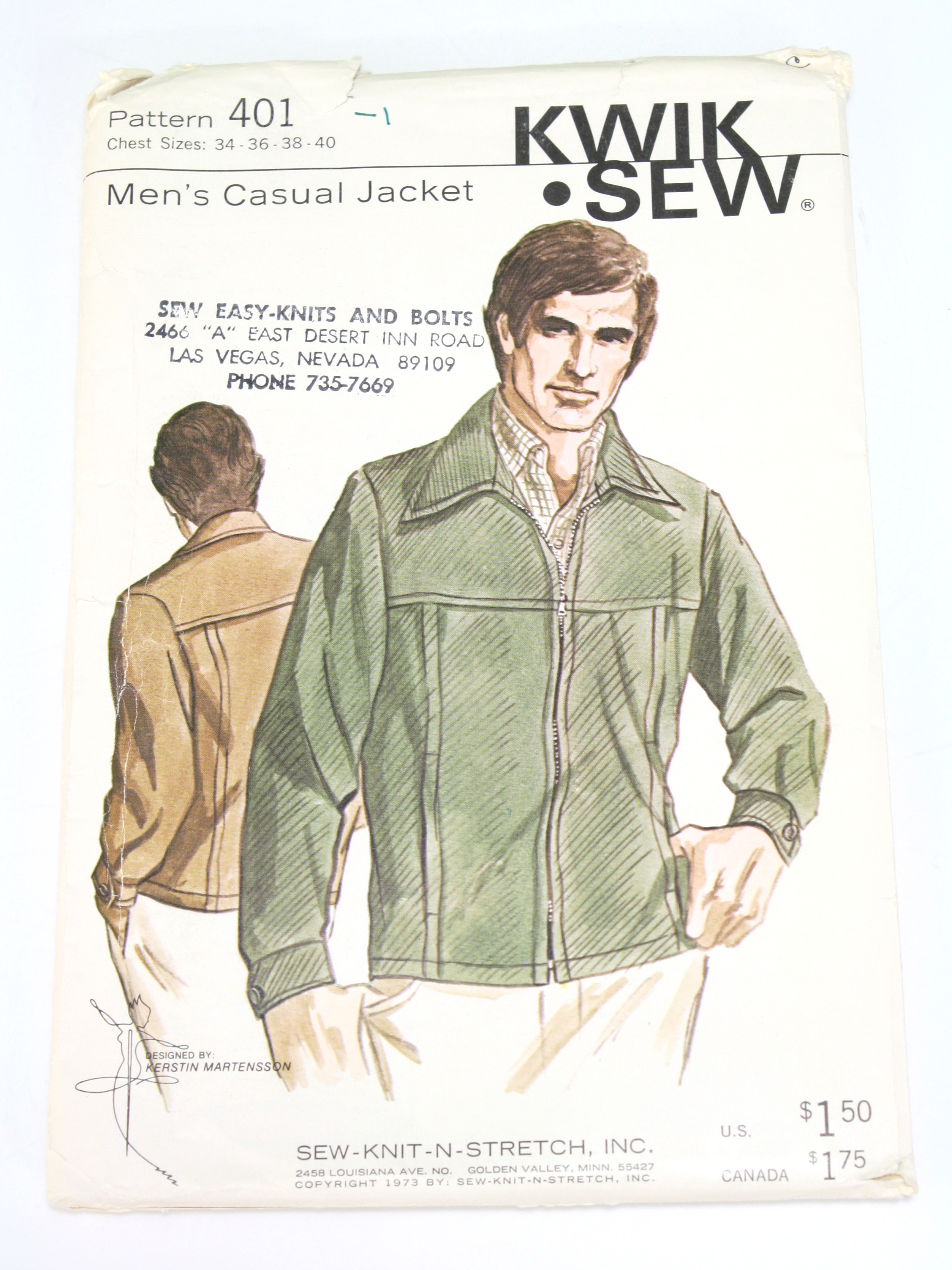 Vintage 1970's Sewing Pattern: 70s -Kwik Sew Pattern No. 401- Mens ...