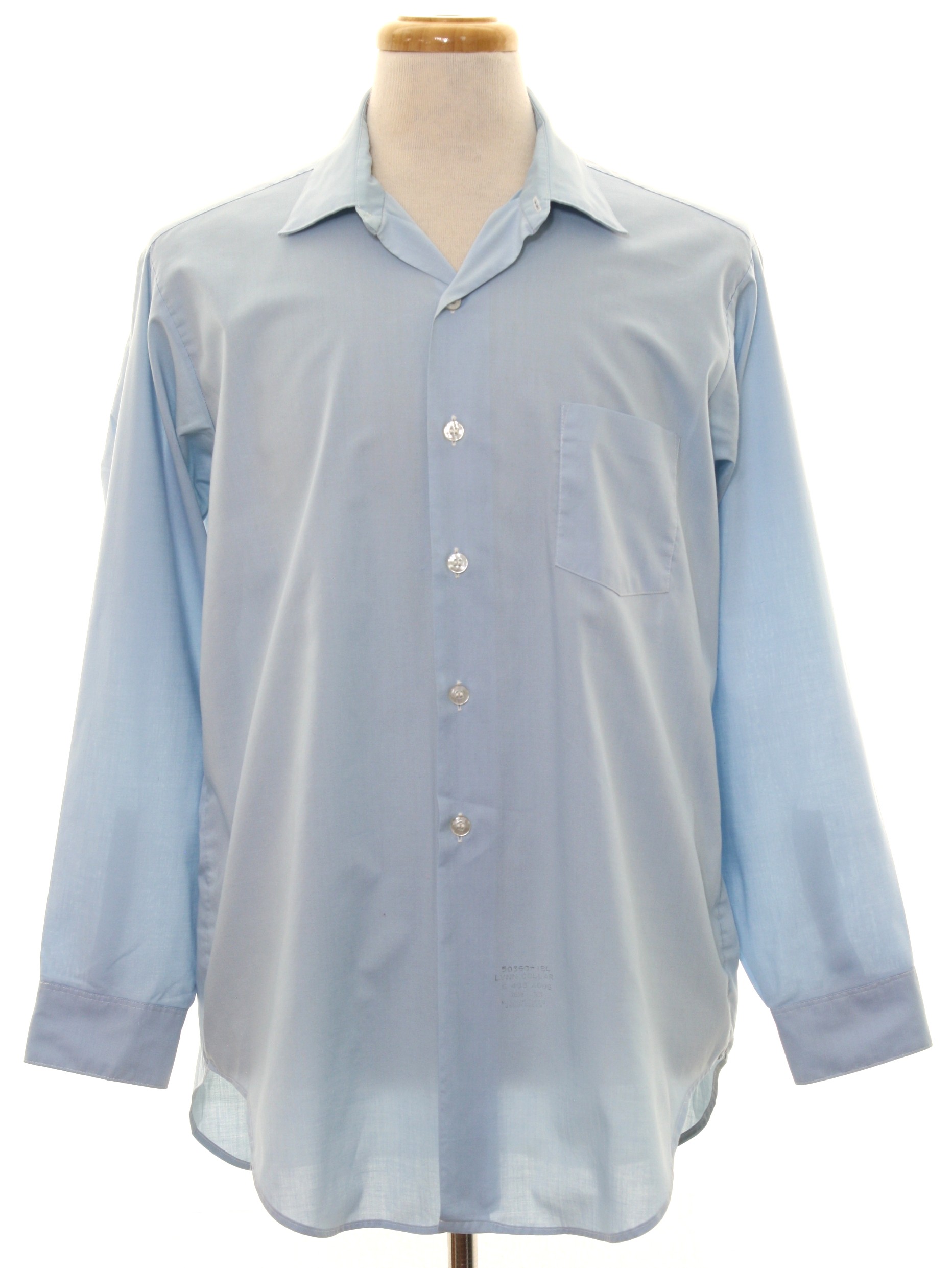 60's Vintage Shirt: 60s -Sears Perma Prest- Mens pale blue polyester ...