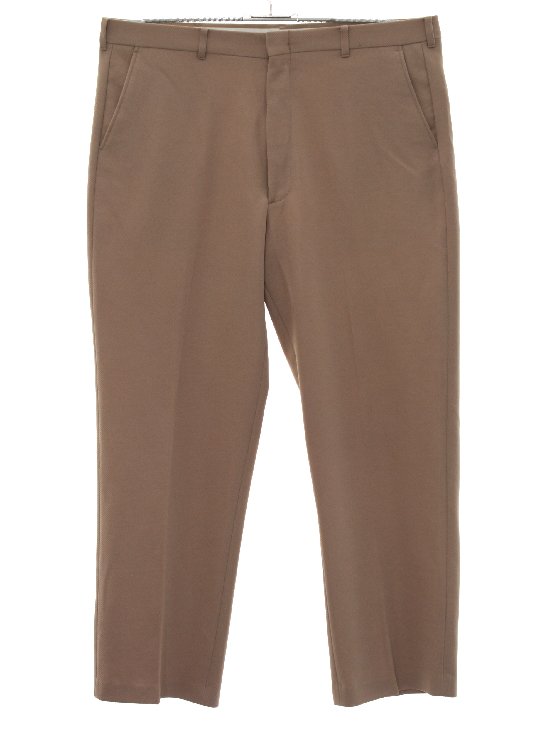 Vintage 80s Pants: 80s -Haband- Mens tan solid colored polyester flat ...