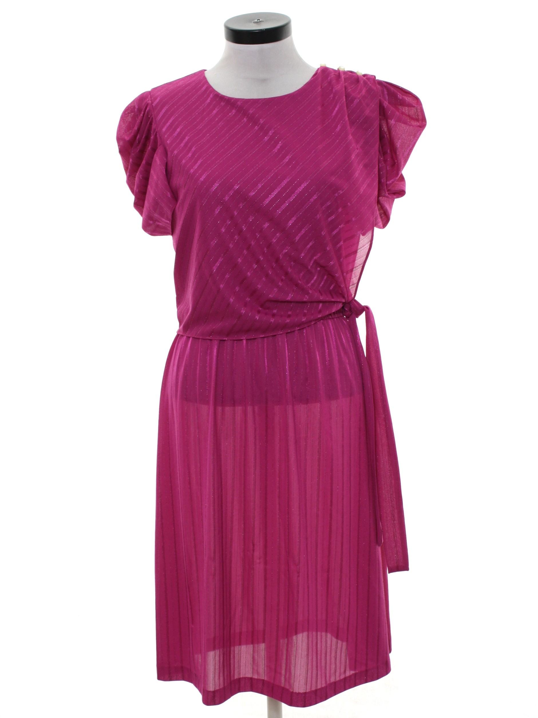 KR of NY 70's Vintage Disco Dress: 70s -KR of NY- Womens magenta slinky ...