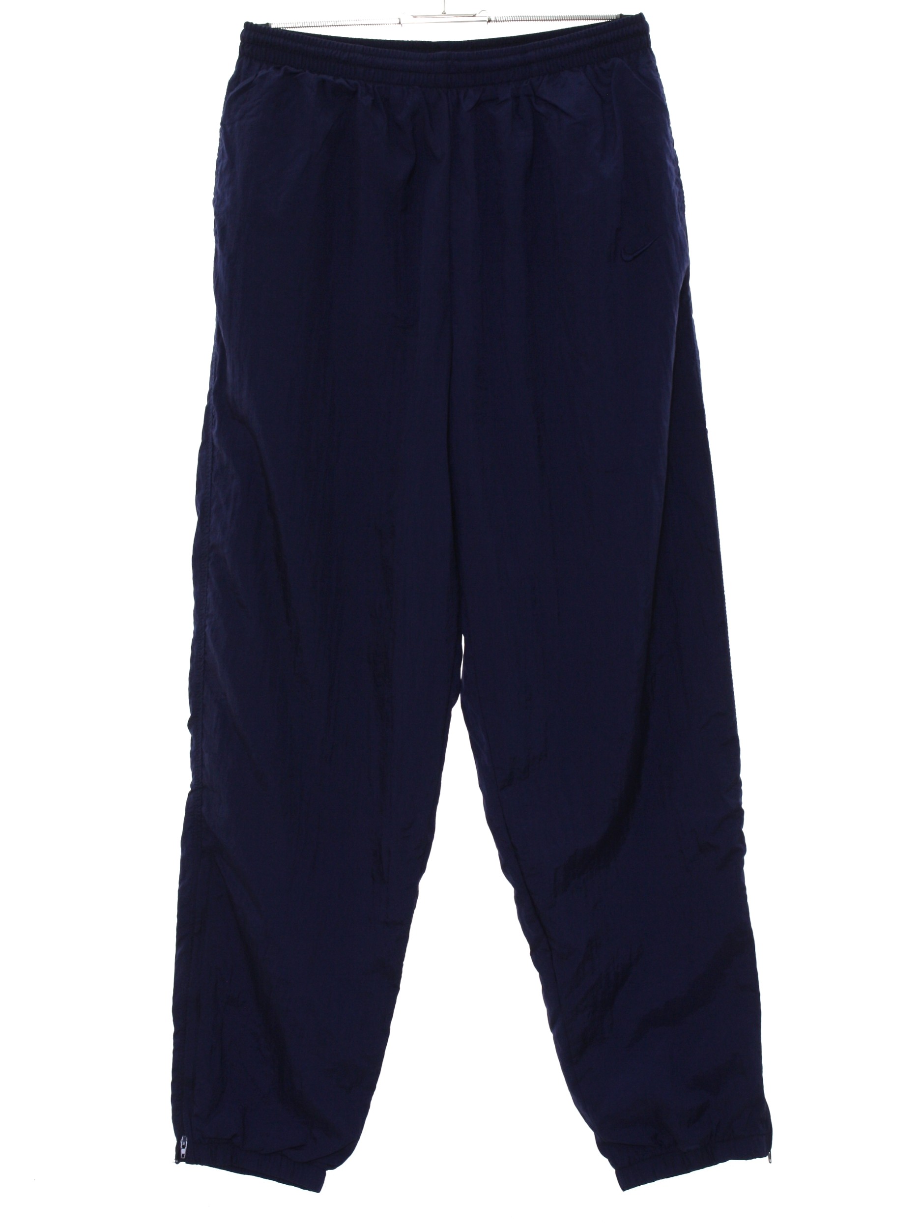 Pants: 90s -Nike- Mens midnight blue solid colored nylon shell ...