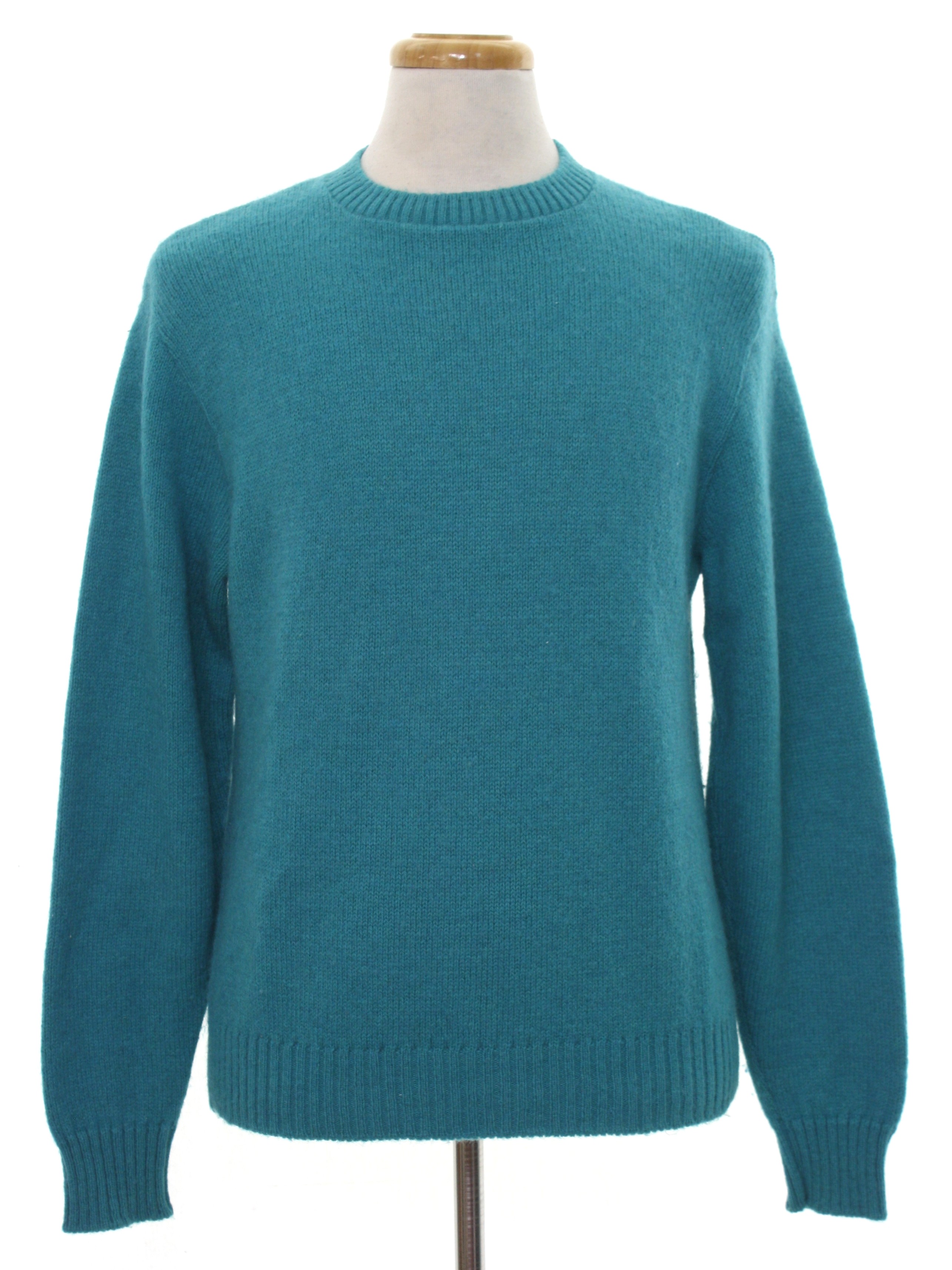 Retro Eighties Sweater: 80s -Jantzen- Mens turquoise background wool ...
